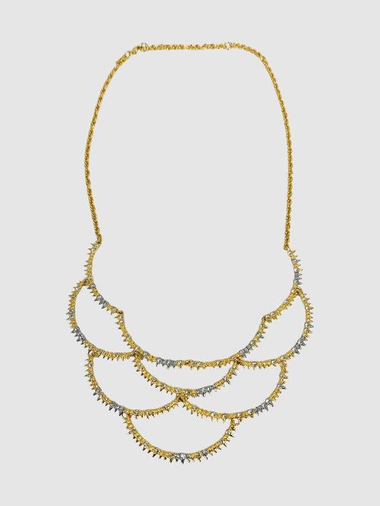 Spiked Scalloped Bib Necklace