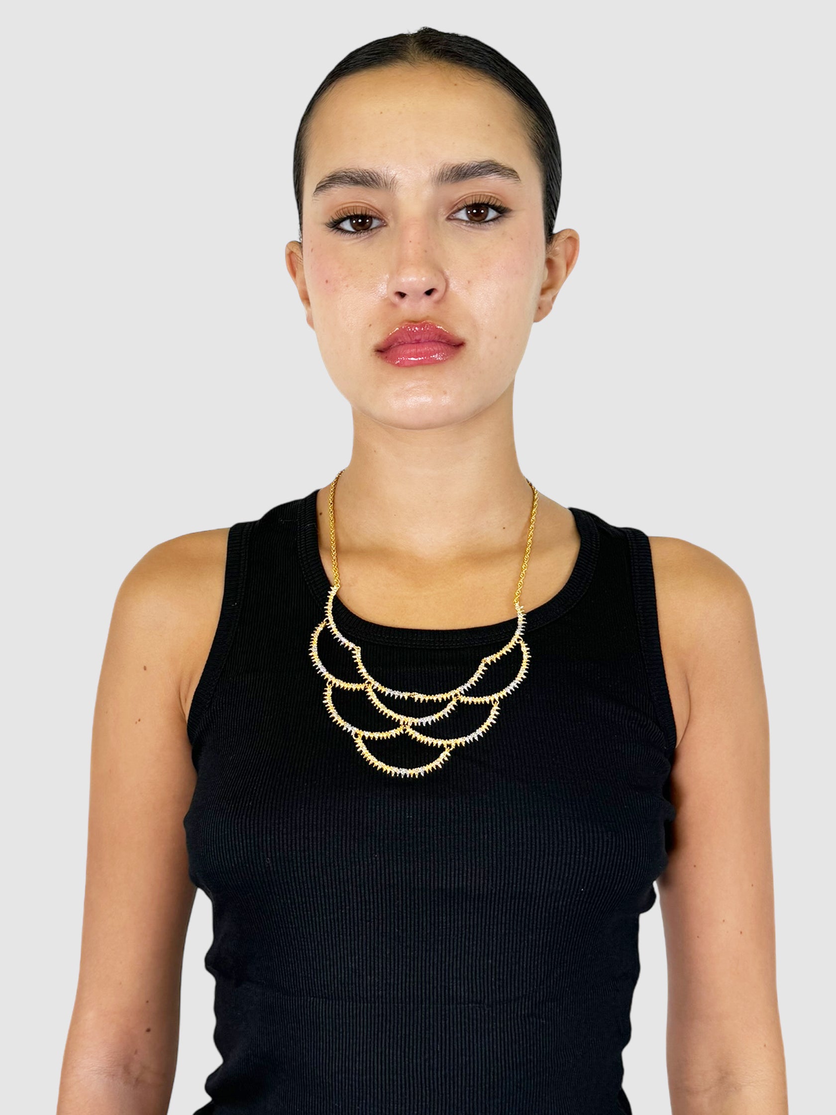 Spiked Scalloped Bib Necklace