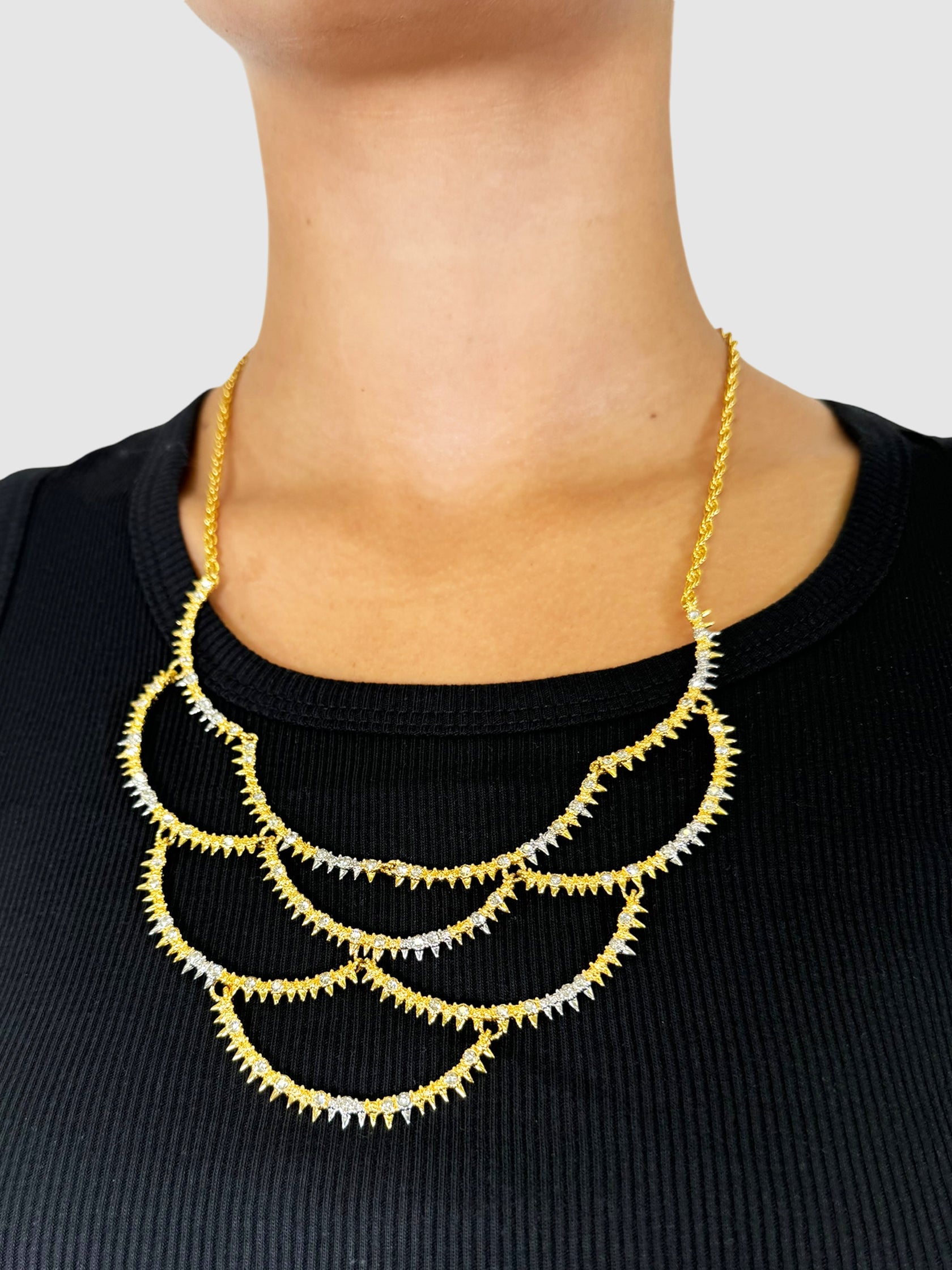 Spiked Scalloped Bib Necklace