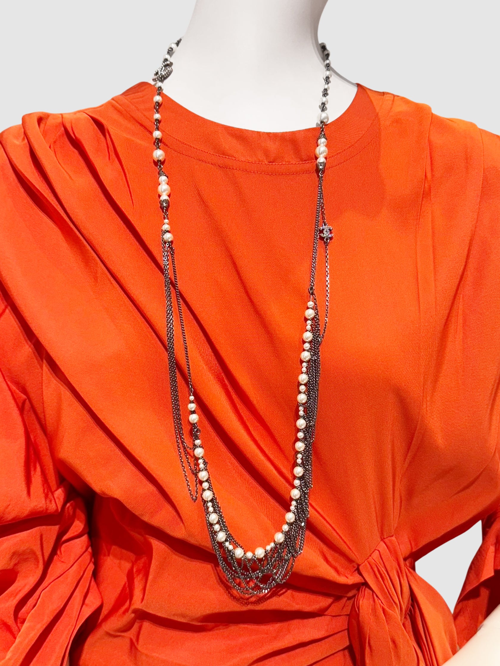 2016 Chain Pearl CC Necklace