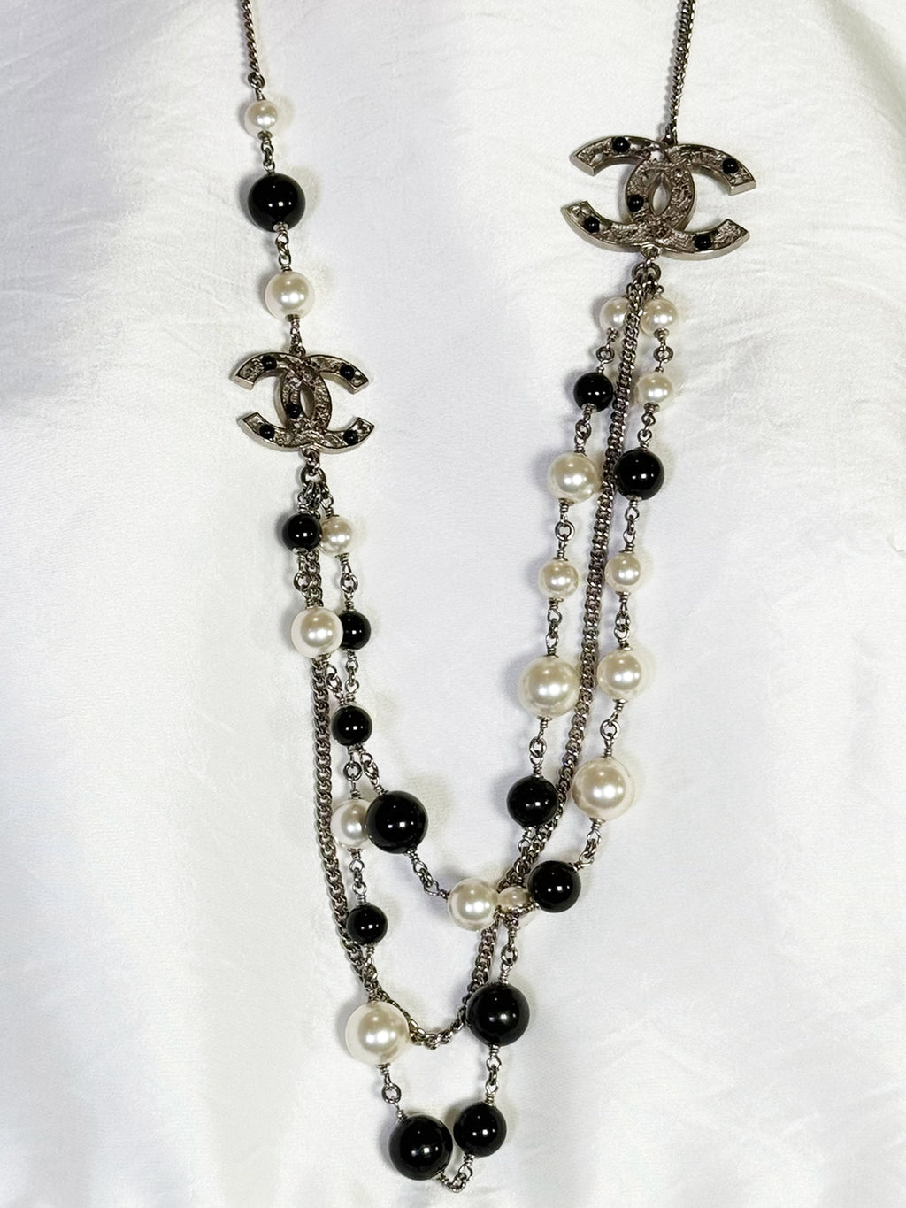 Beaded and CC Logo Long Necklace