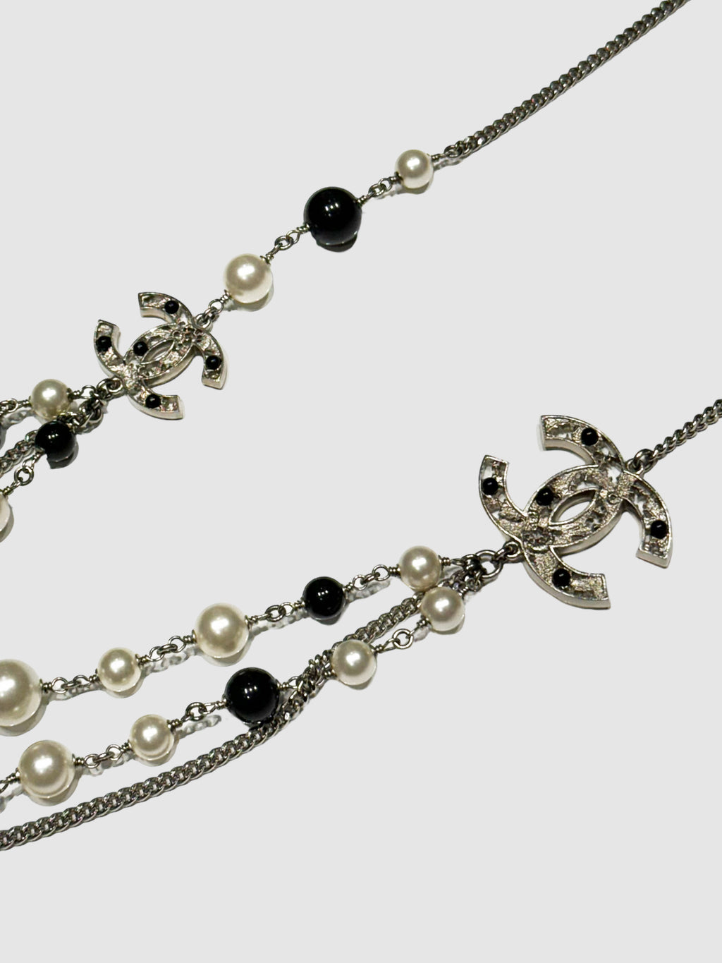 Beaded and CC Logo Long Necklace