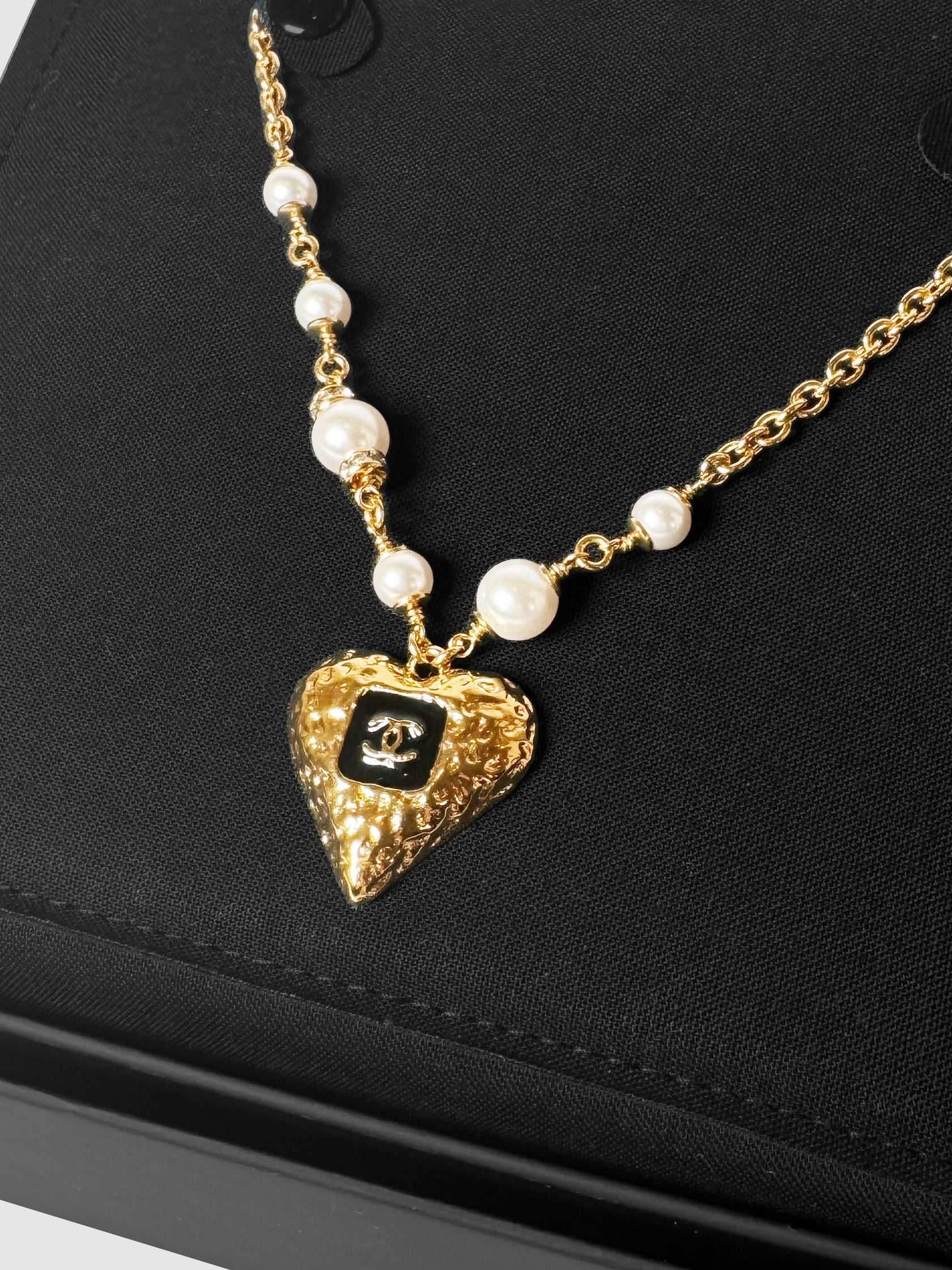 Chanel Gold-Plated CC Heart Pendant Necklace Vintage Trendy Consignment Secondhand Luxury