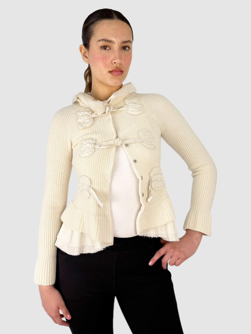 Wool Ruffled Cardigan