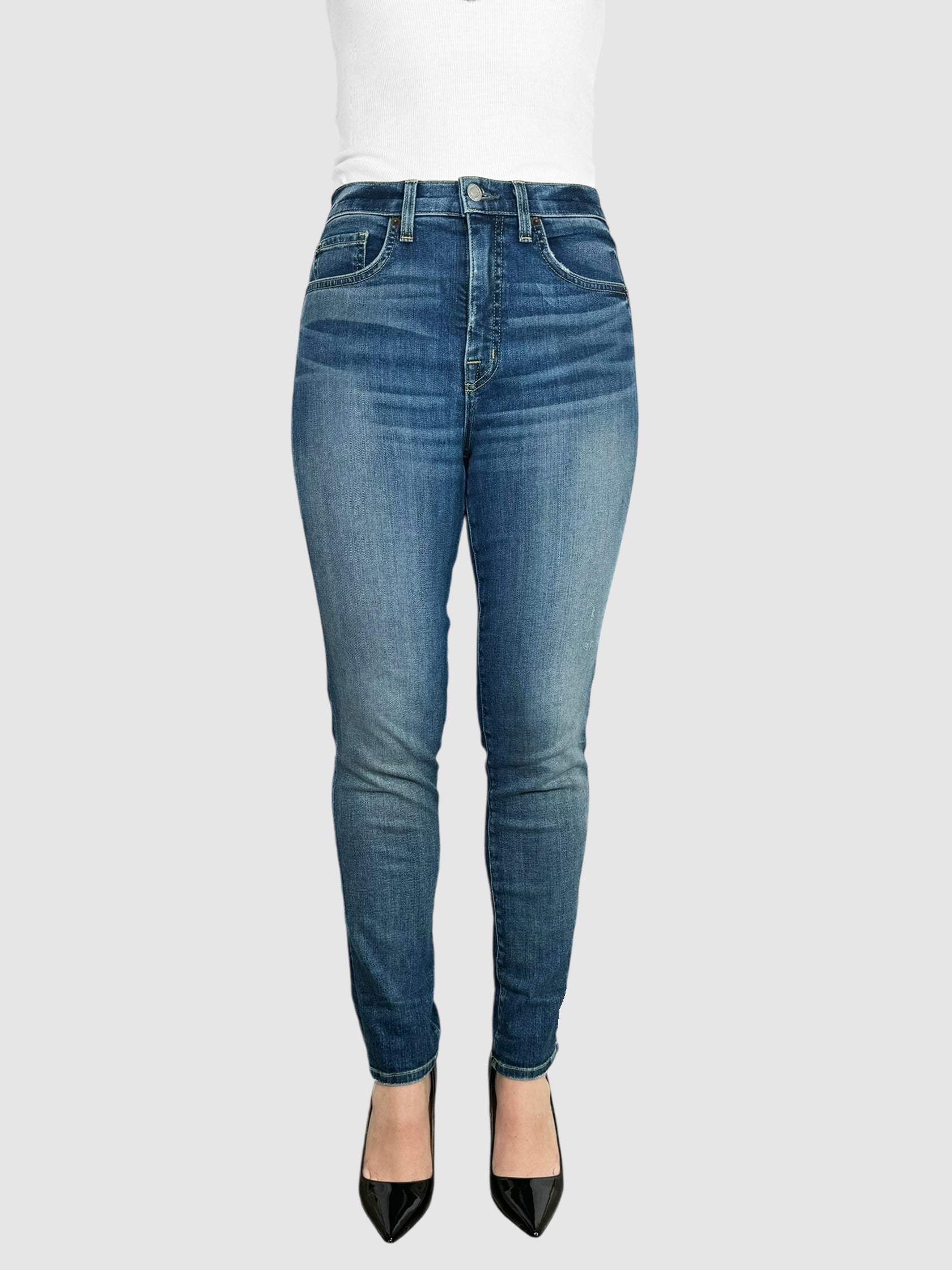 Whiskered Faded Mid-Rise Jeans - Size 29
