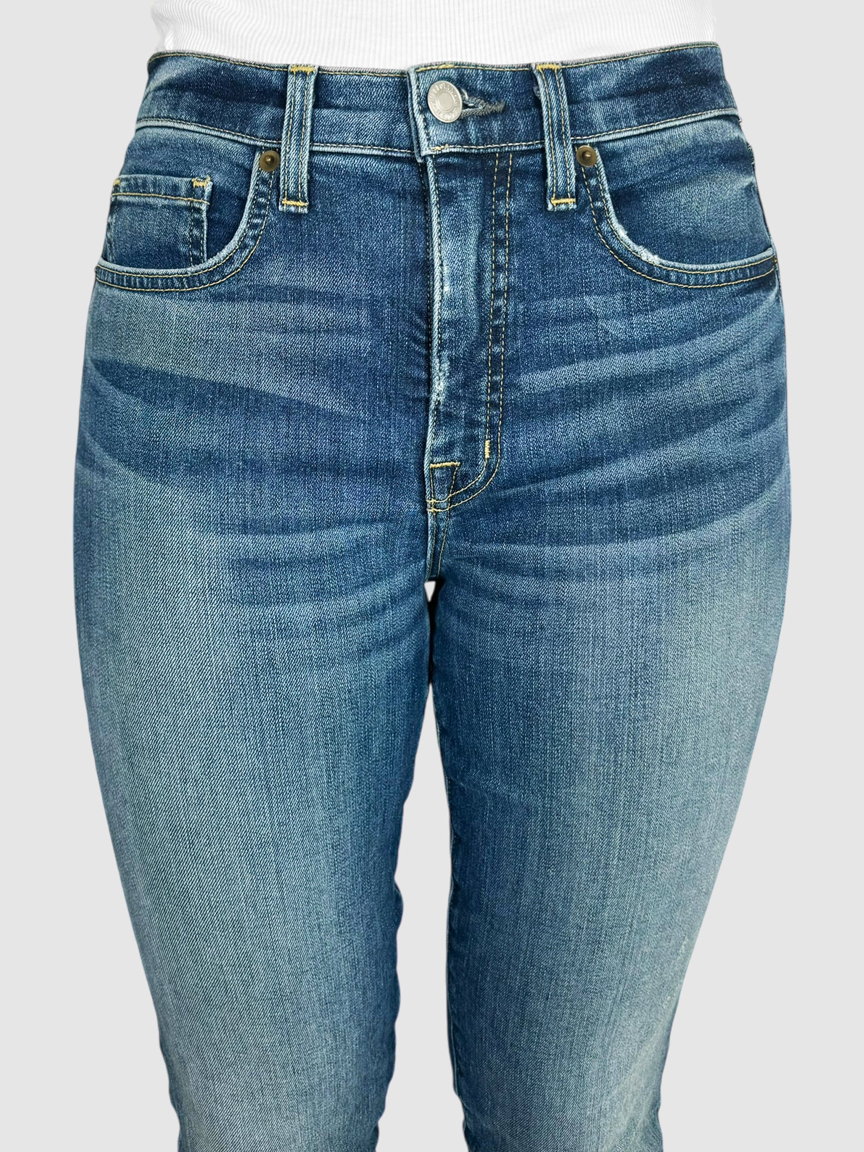 Whiskered Faded Mid-Rise Jeans - Size 29