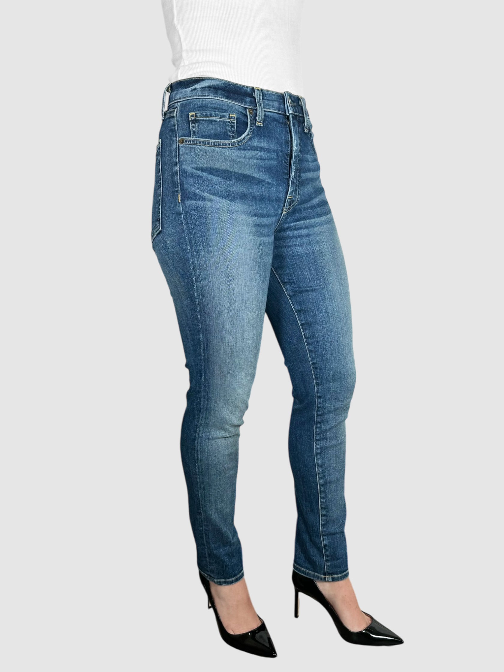 Whiskered Faded Mid-Rise Jeans - Size 29