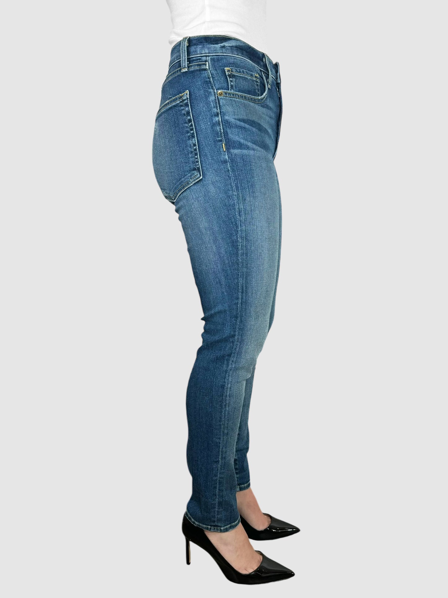 Whiskered Faded Mid-Rise Jeans - Size 29