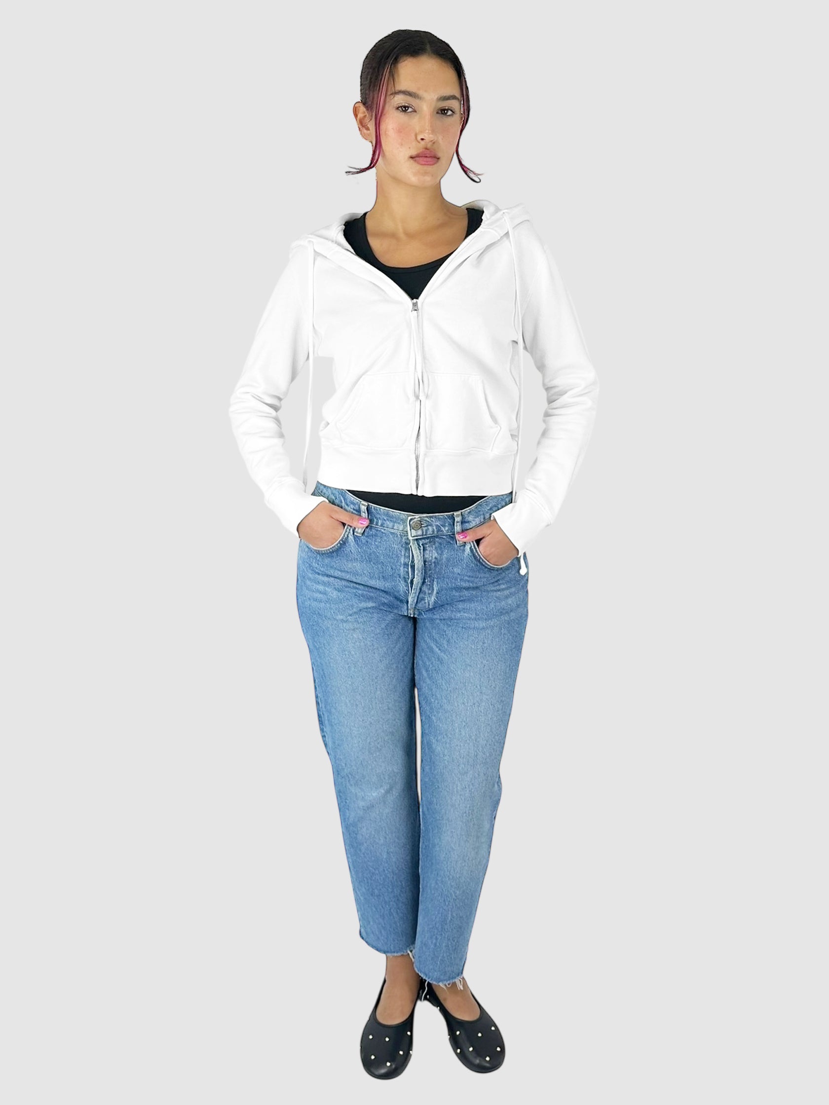 Cropped Zip-Up Hoodie