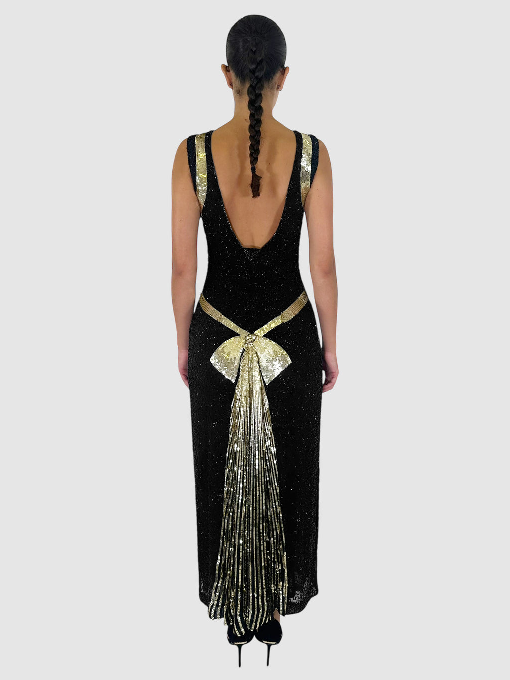 Bow Detail Beaded Maxi Dress