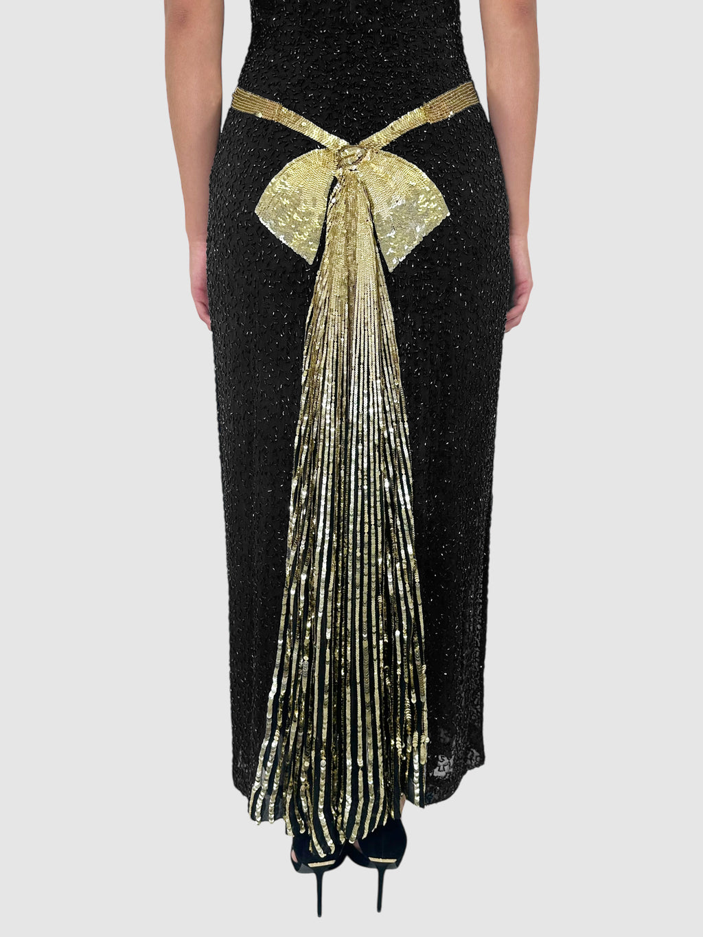 Bow Detail Beaded Maxi Dress