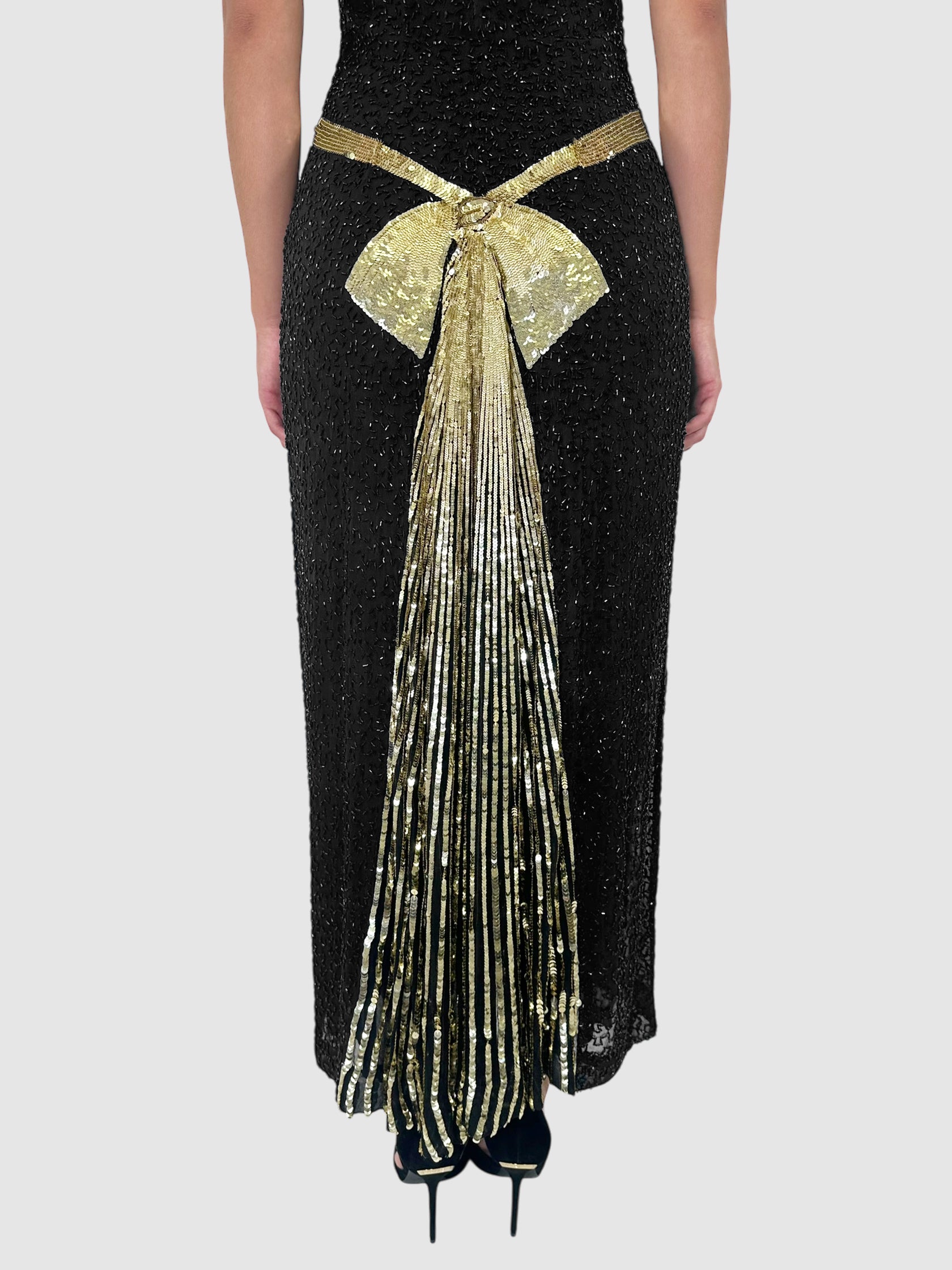 Bow Detail Beaded Maxi Dress
