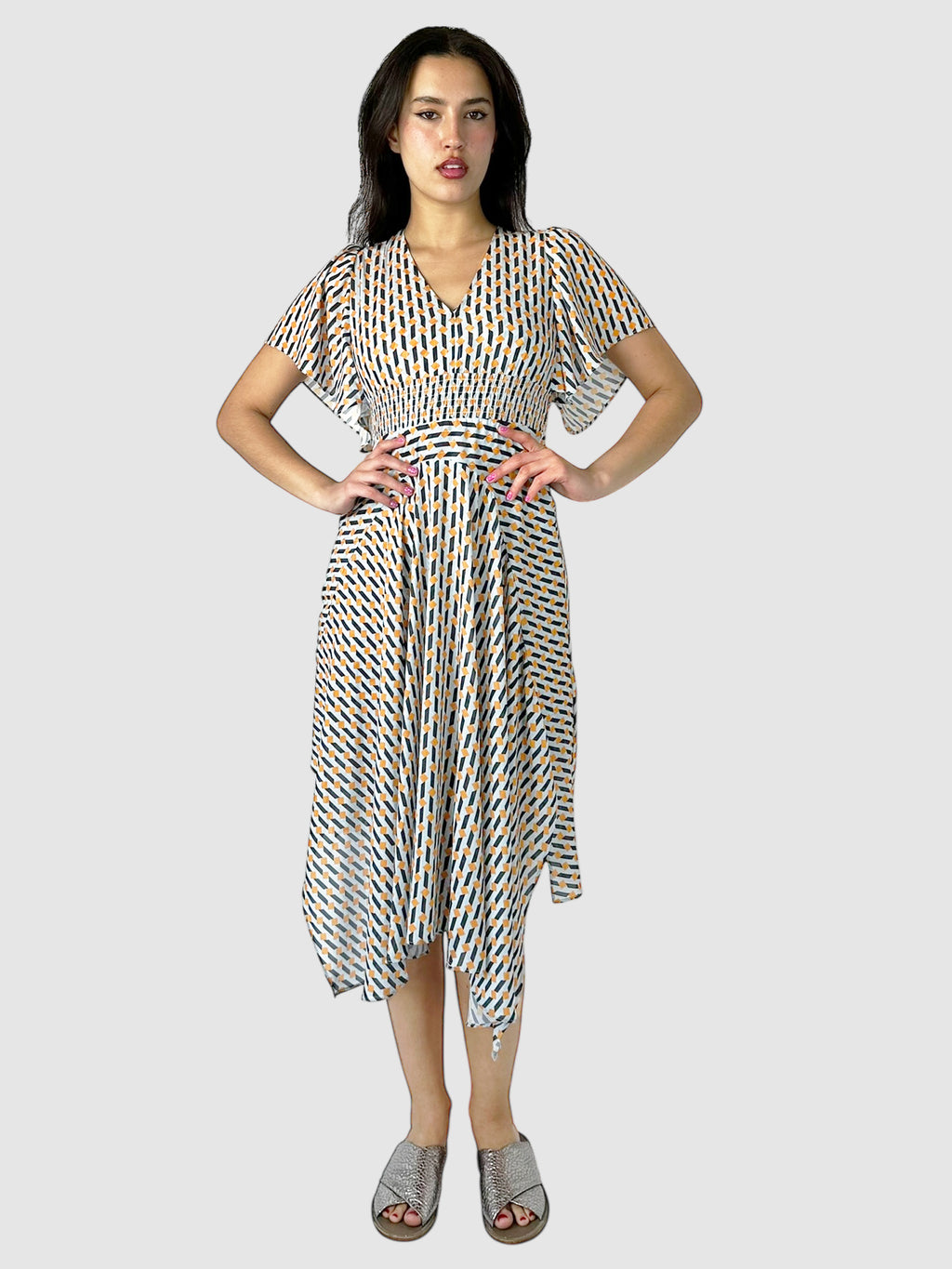 Geometric Print Midi Dress