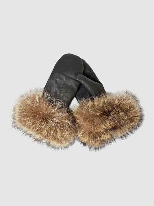 Fur Trim Leather Gloves