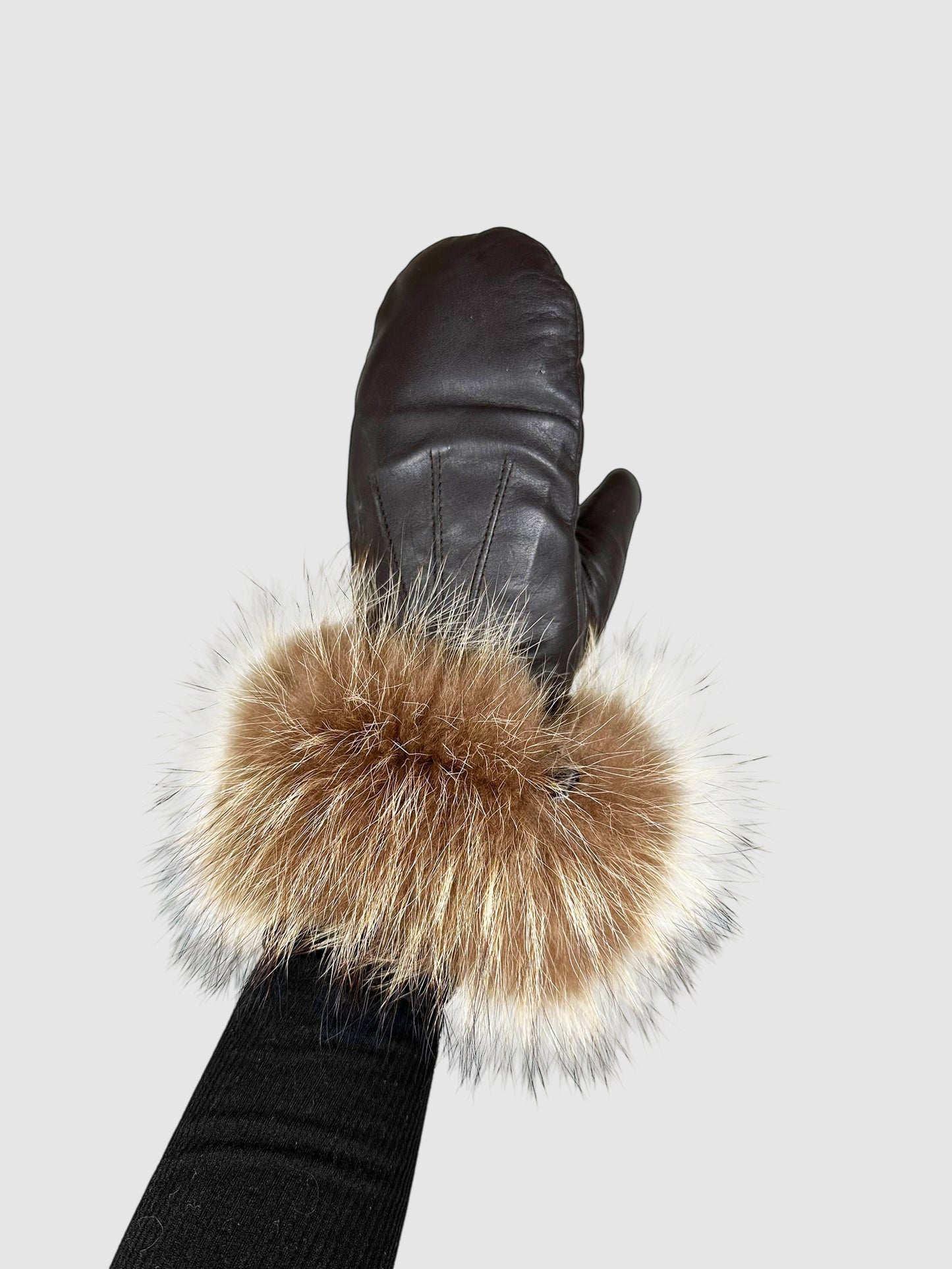 Fur Trim Leather Gloves