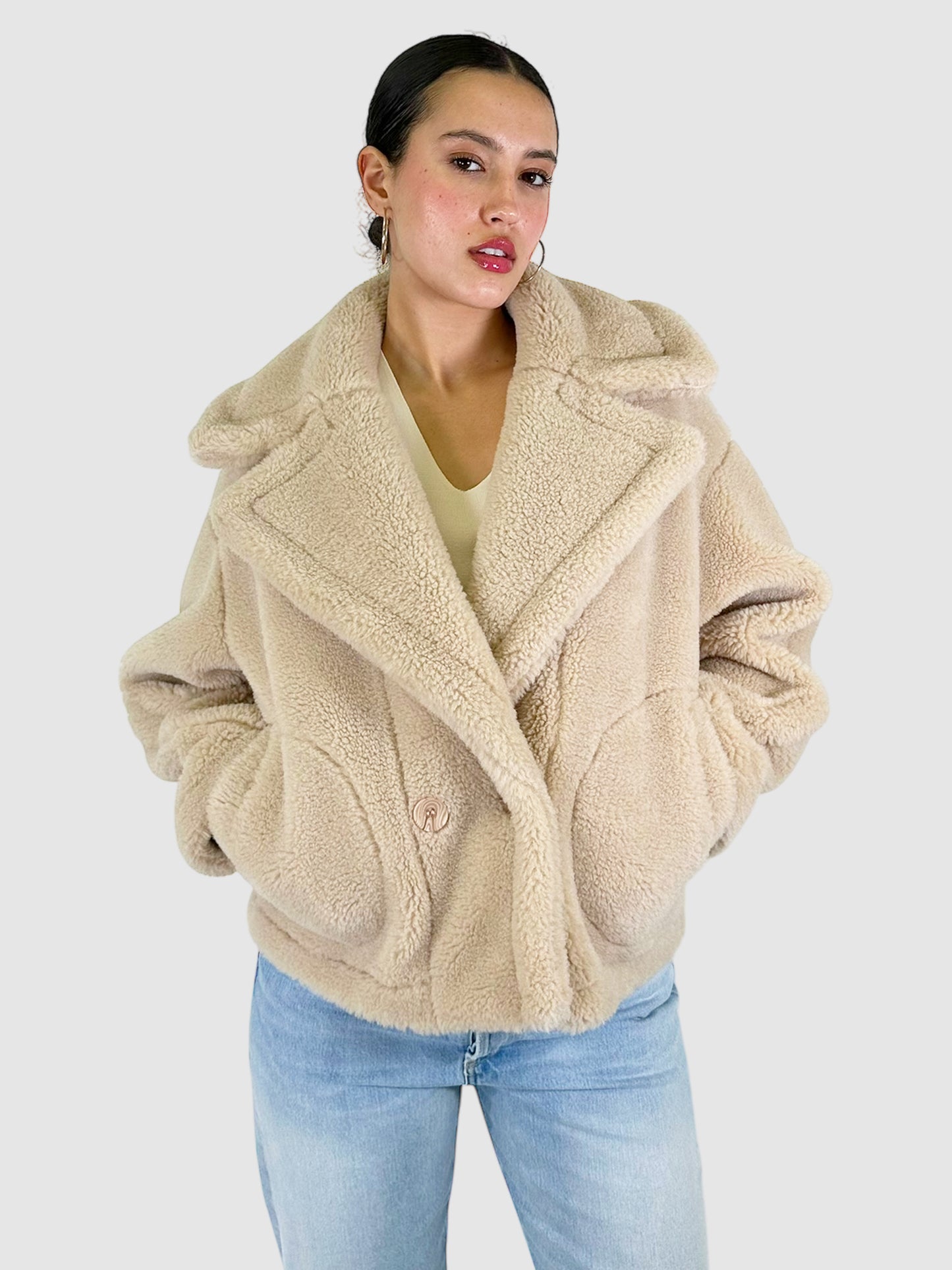 Double-Breasted Teddy Coat - Size M/L