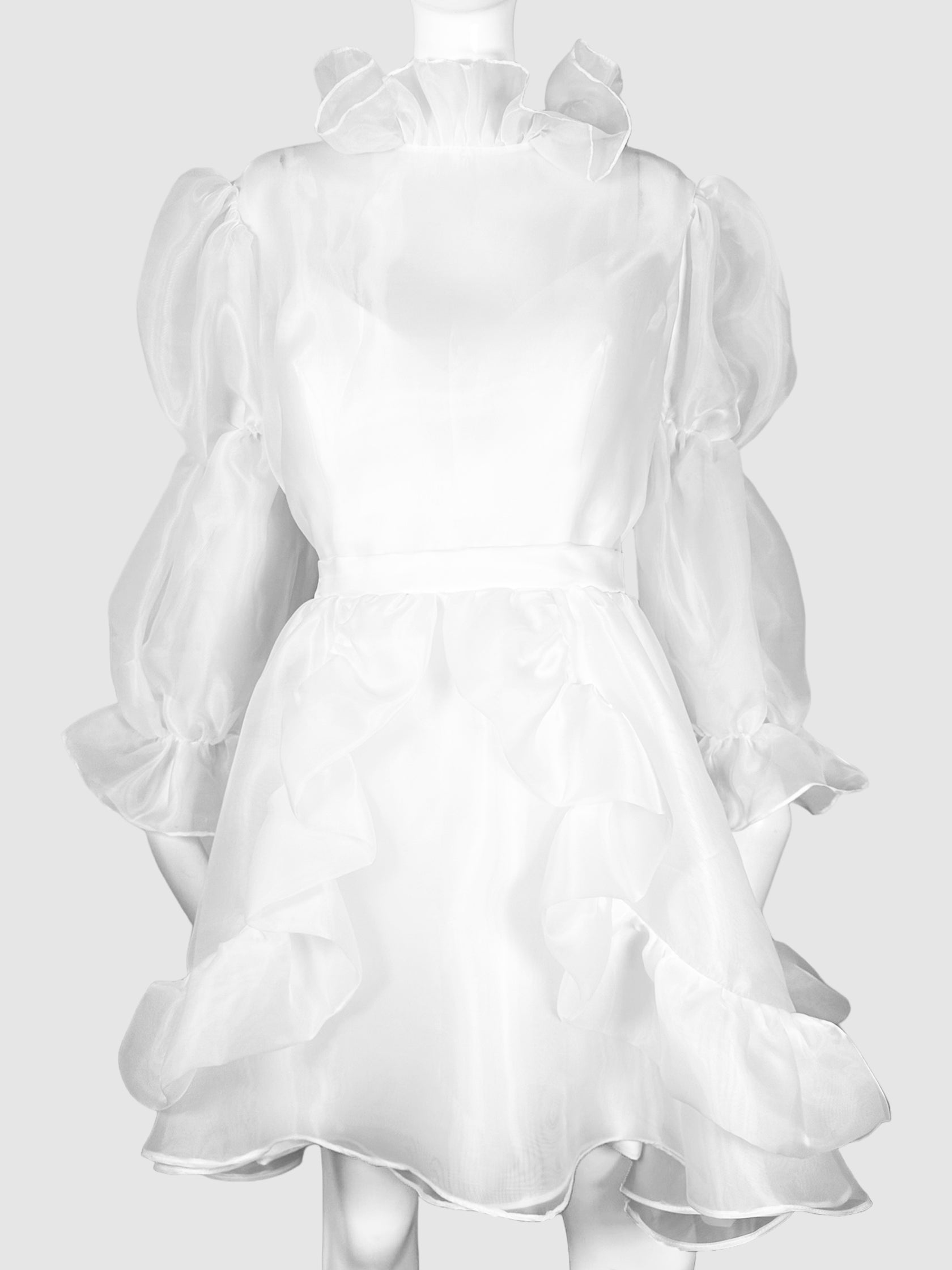 No Label White Sheer Ruffled Mini Dress Size 16 Consignment Secondhand Designer Luxury Resale Toronto Trendy