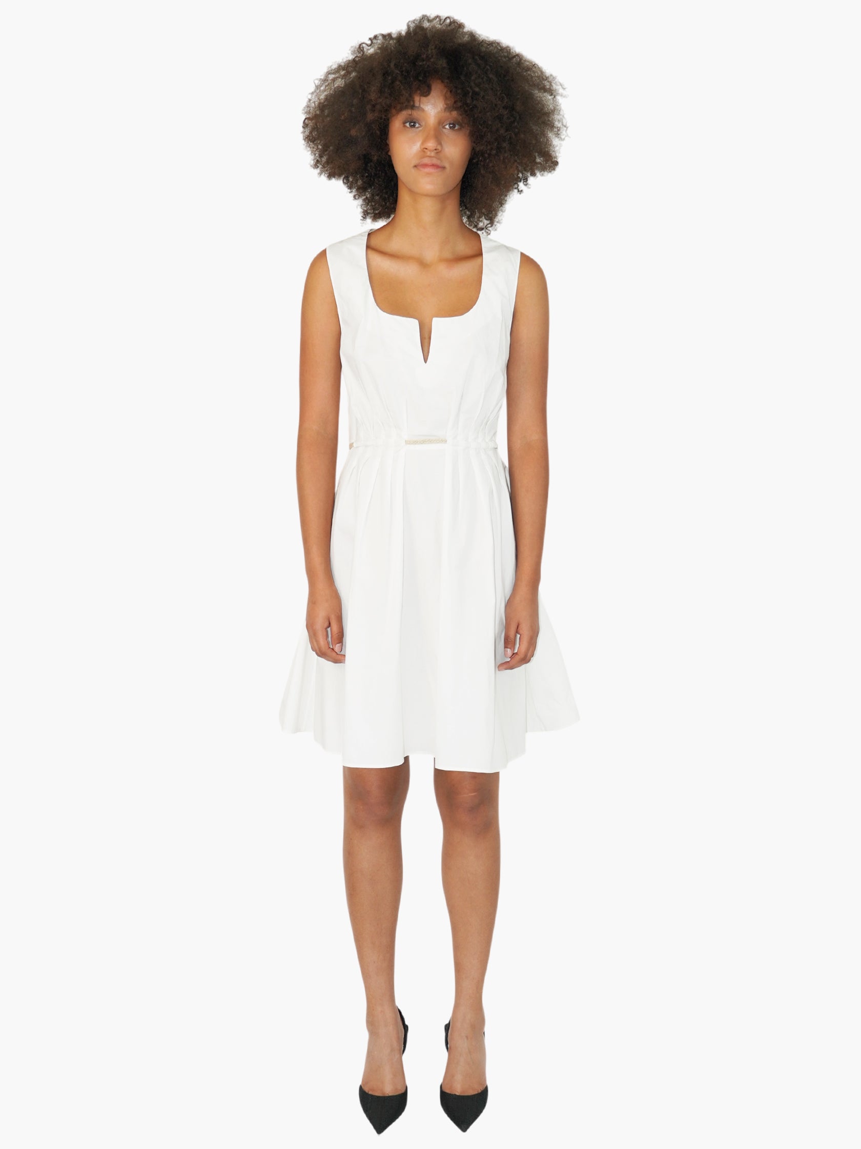 Pleated Belted Dress