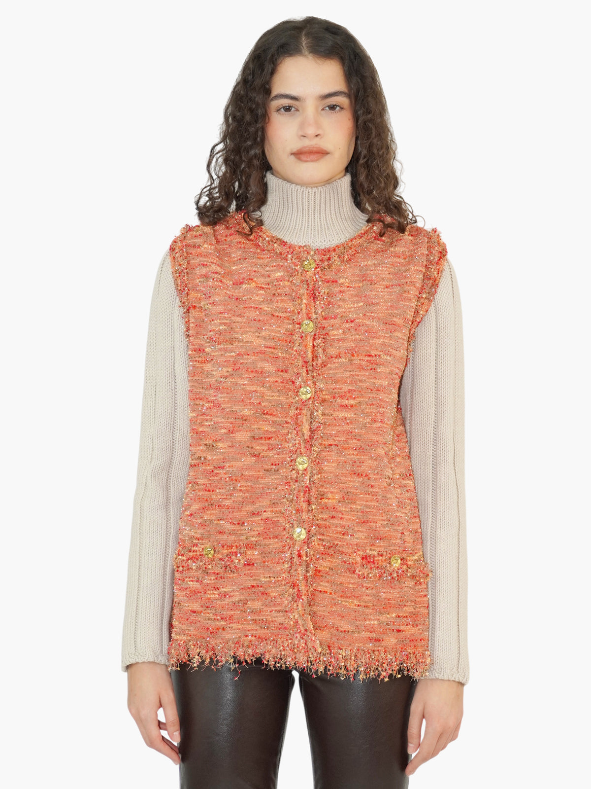 Tweed Button-Up Vest