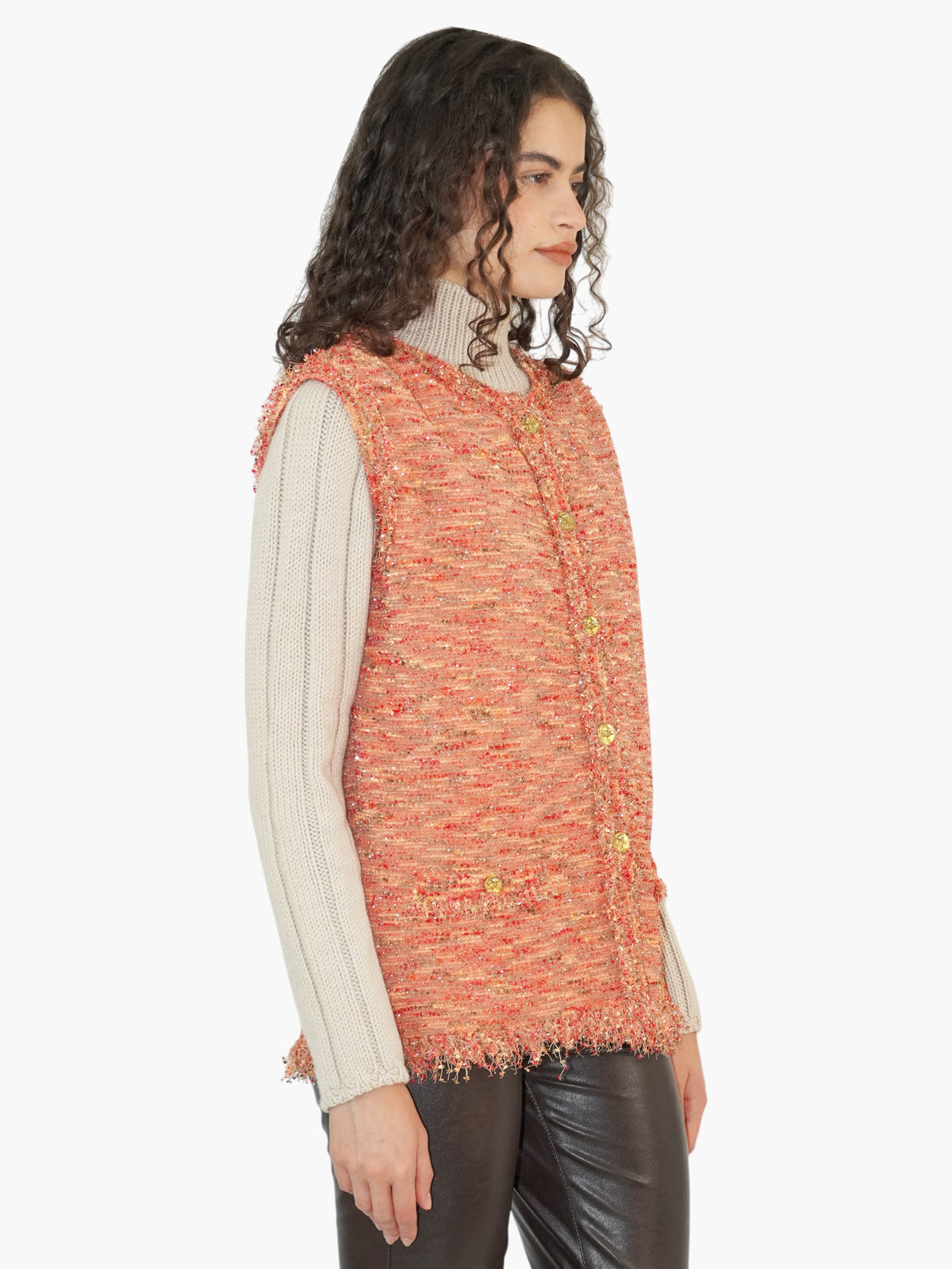 Tweed Button-Up Vest