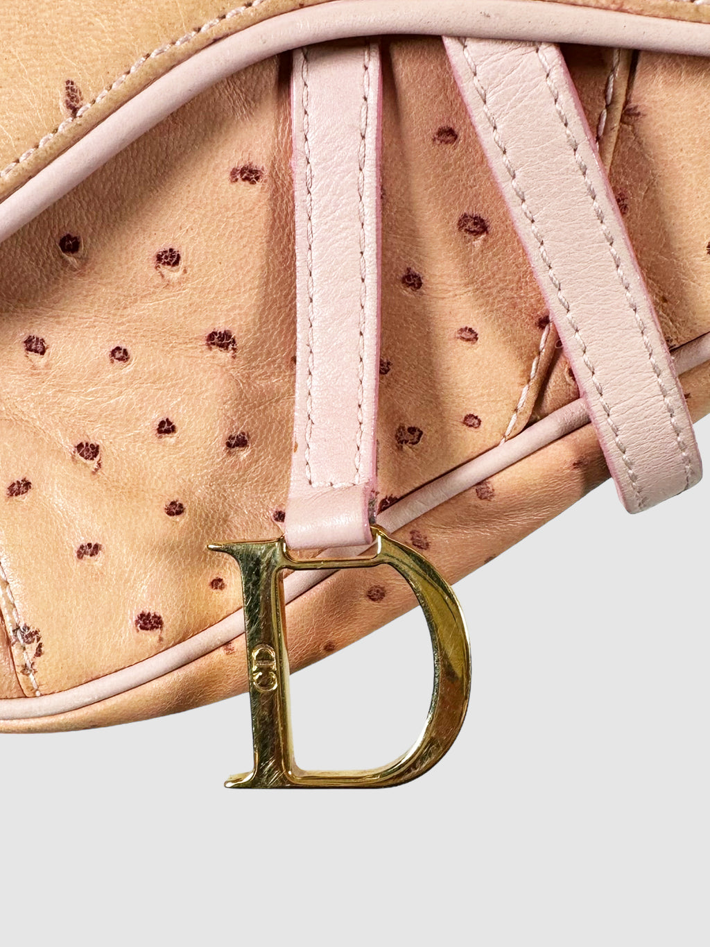 Christian Dior Pink 2000 Ostrich Leather Saddle Bag Consignment Luxury Secondhand Designer Resale Toronto