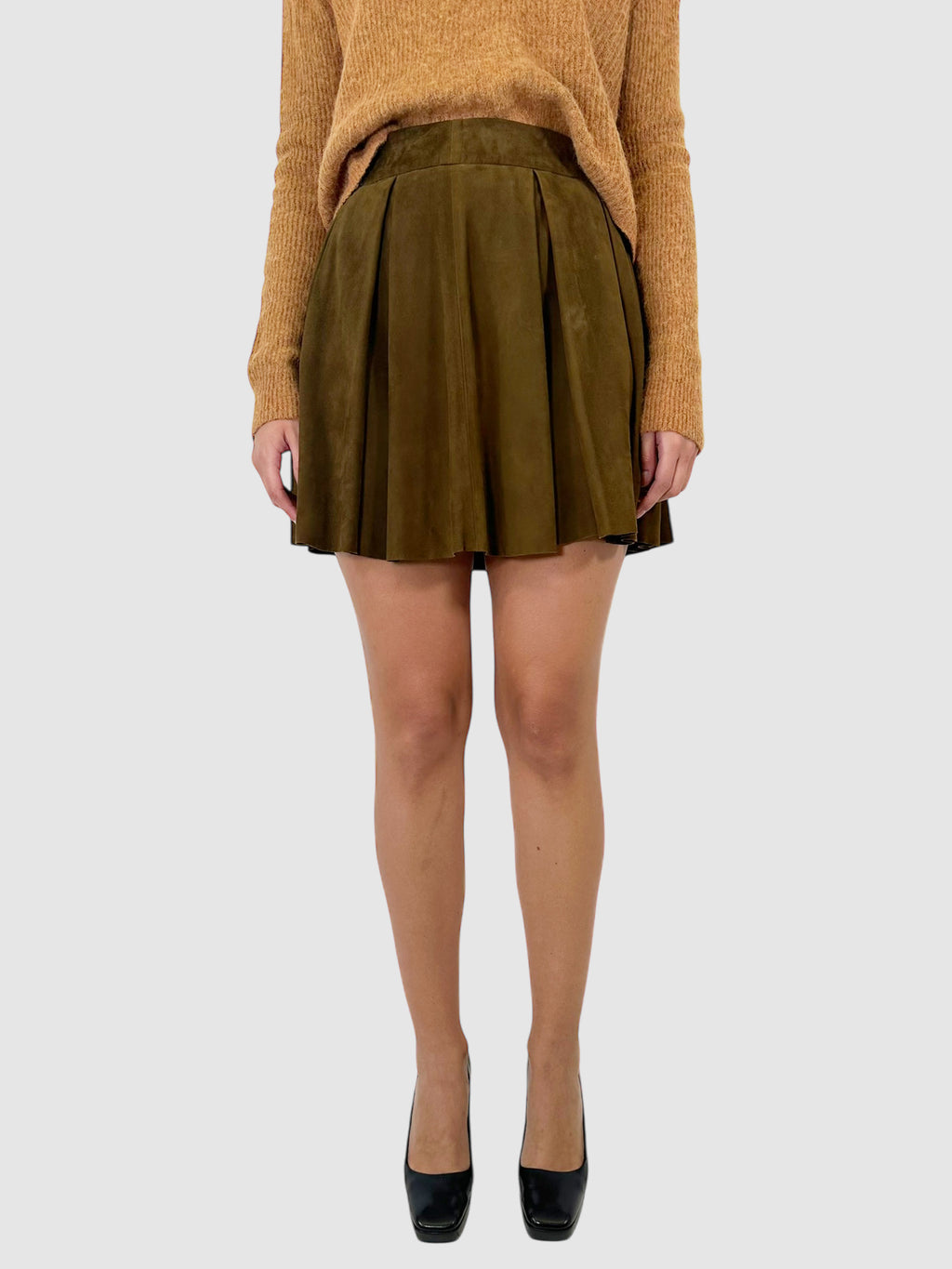 Leather Pleated Mini Skirt