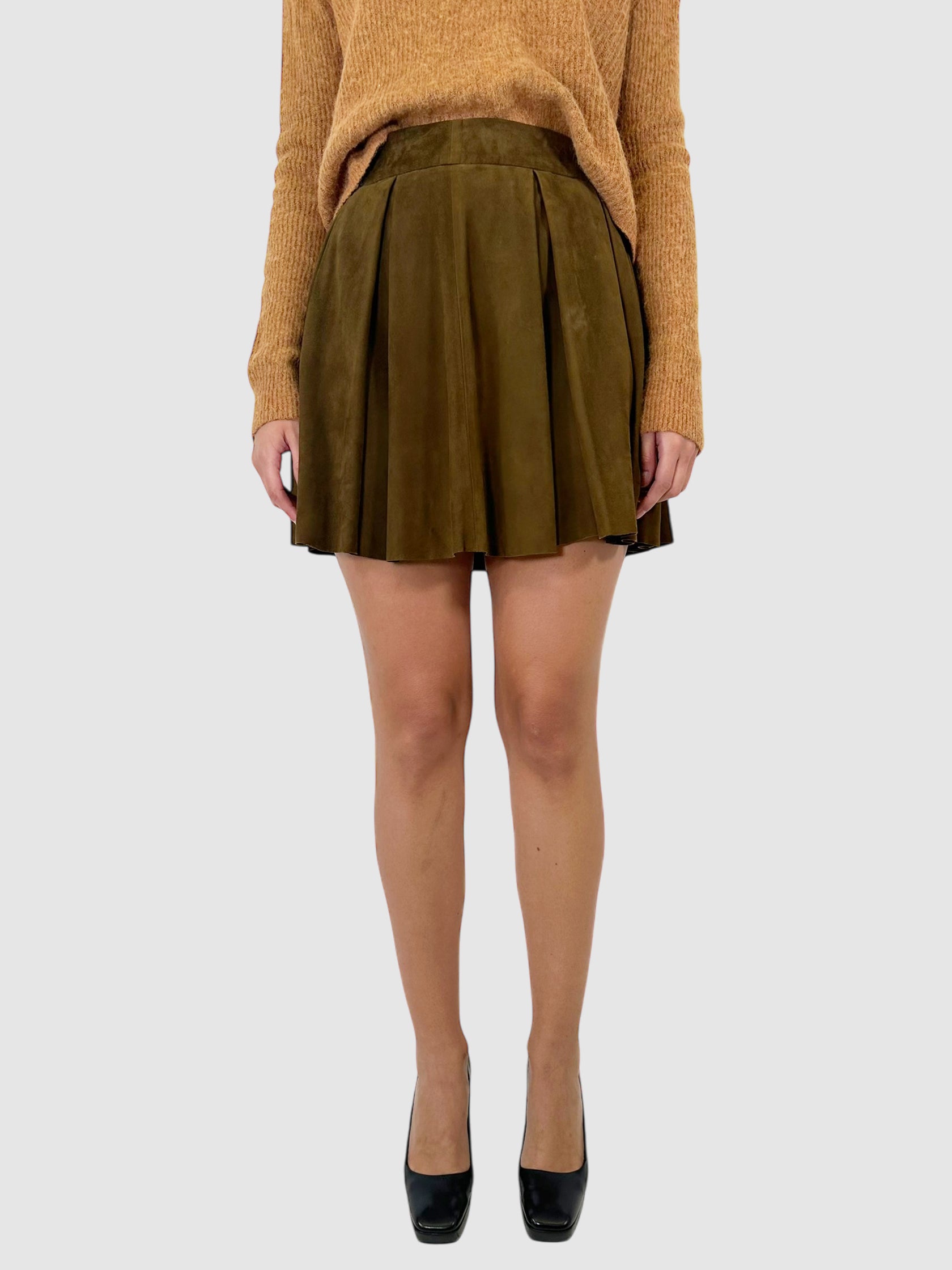 Leather Pleated Mini Skirt