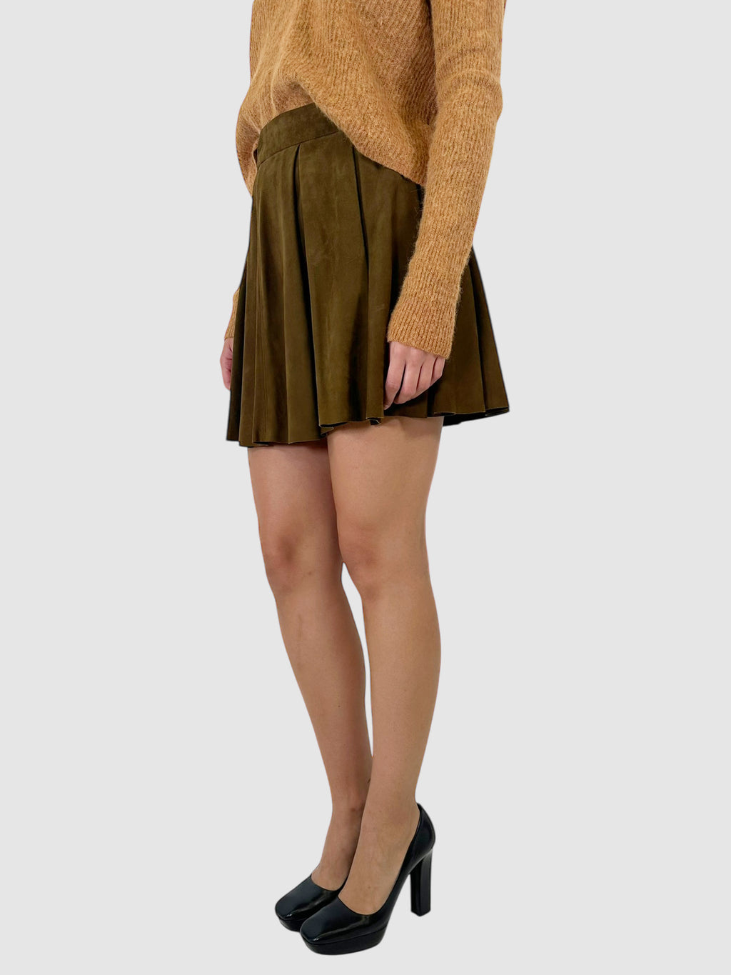 Leather Pleated Mini Skirt