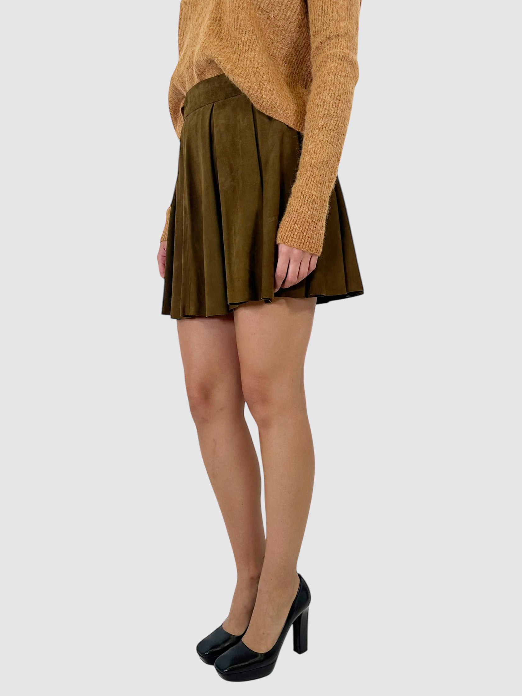 Leather Pleated Mini Skirt