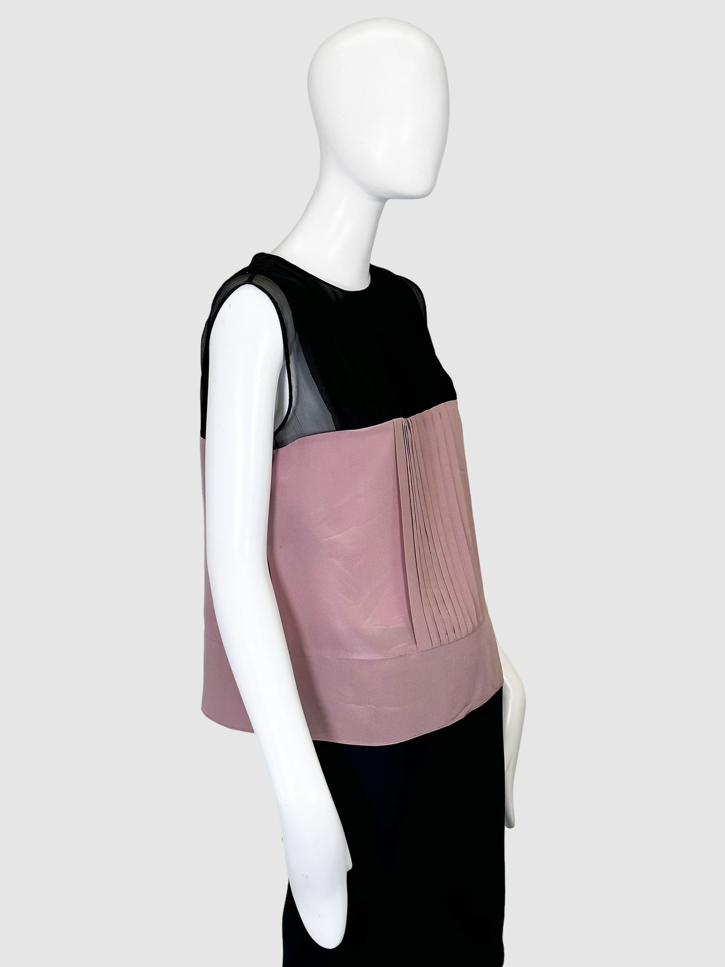 Colourblock Silk Sleeveless Blouse - Size 42