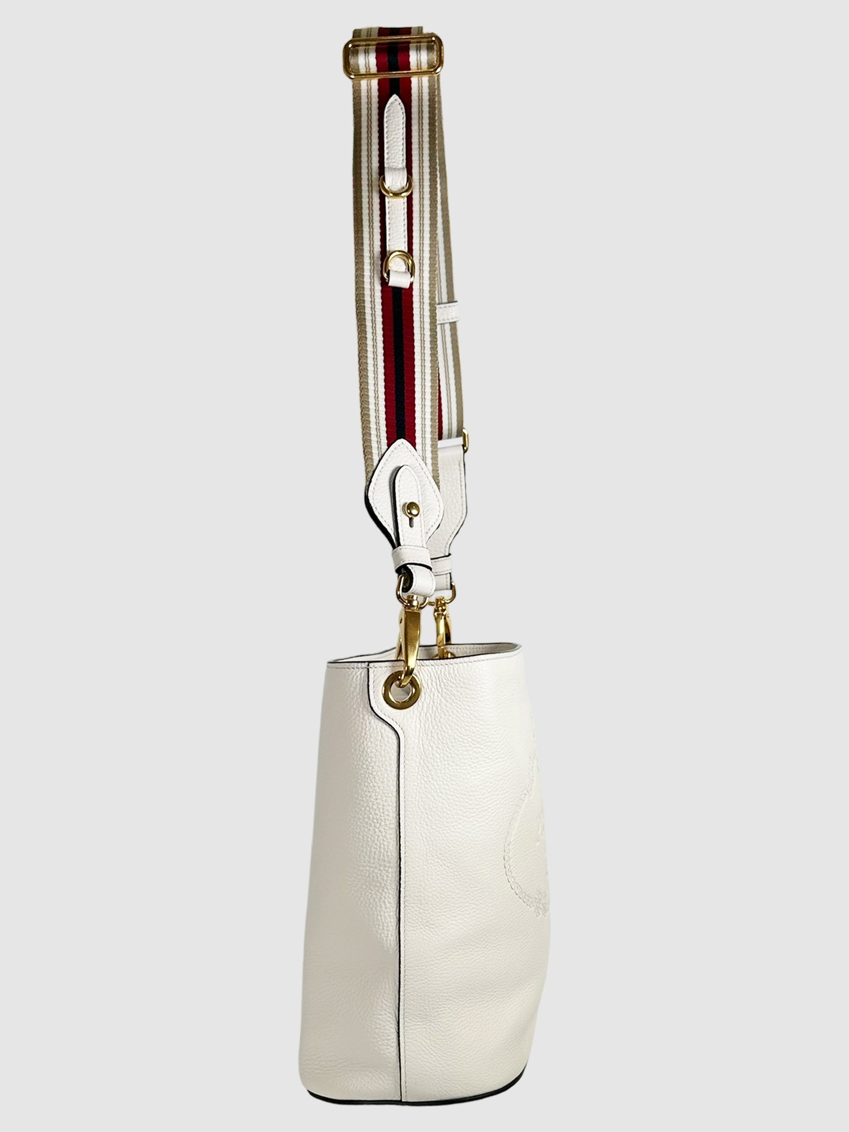 Prada Logo-Embossed Vitello Phenix Bucket Bag