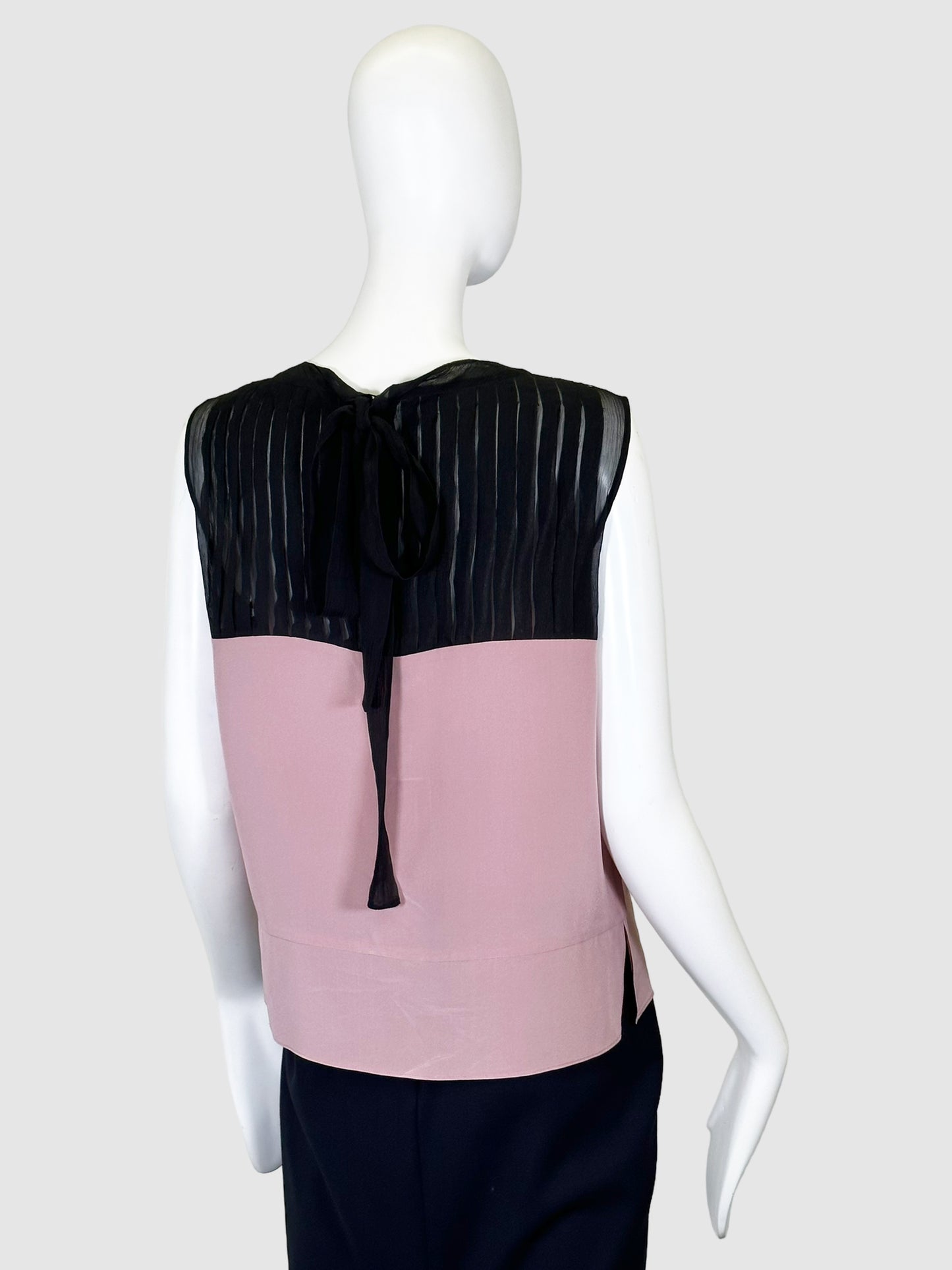 Colourblock Silk Sleeveless Blouse - Size 42