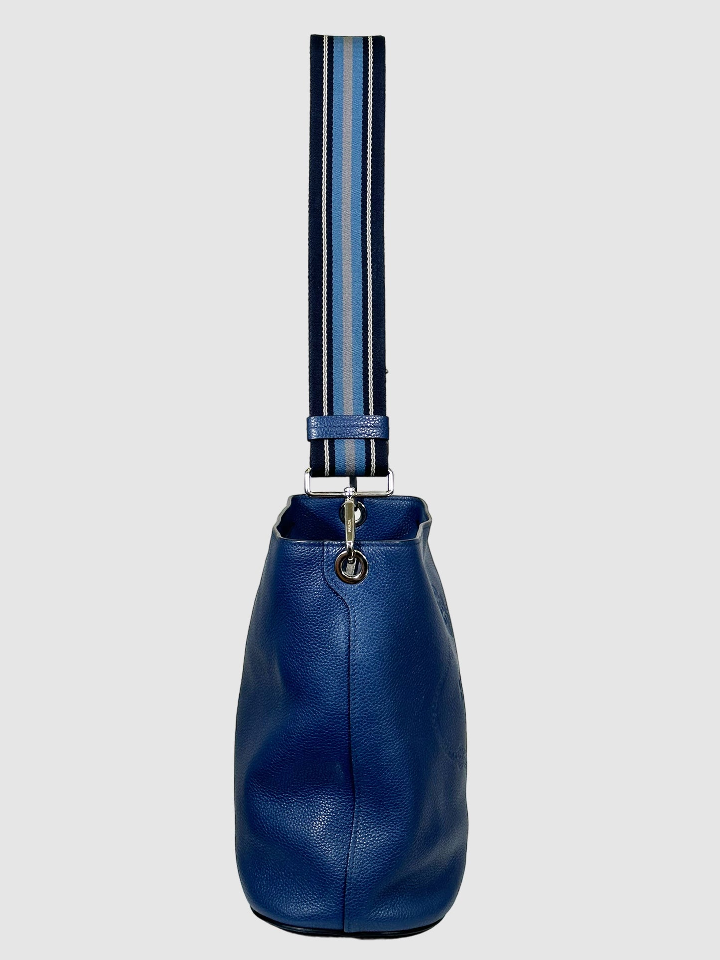 Prada Logo-Embossed Vitello Phenix Bucket Bag