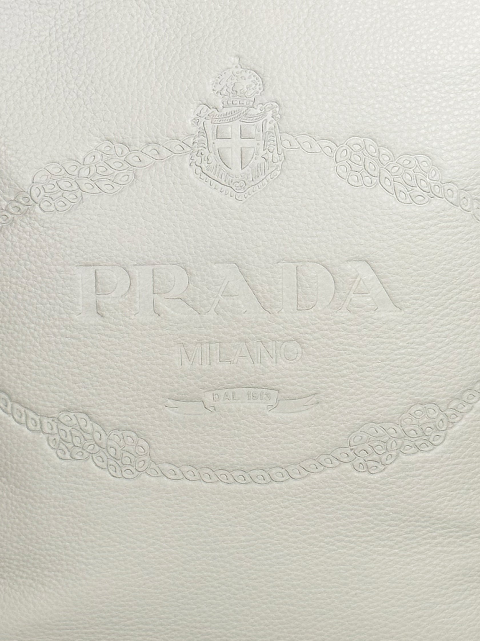Prada Logo-Embossed Vitello Phenix Bucket Bag
