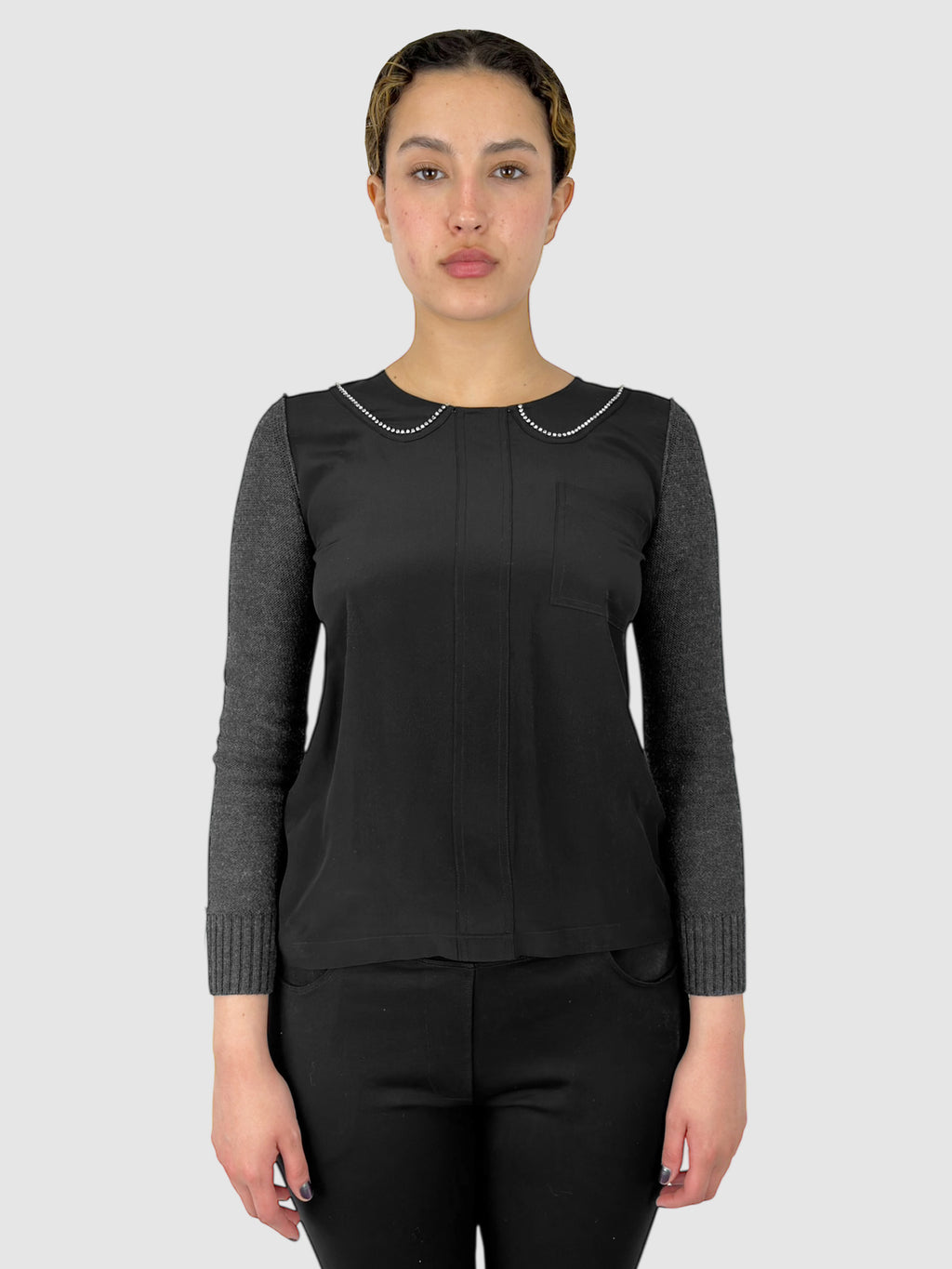 Rhinestone Collar Top