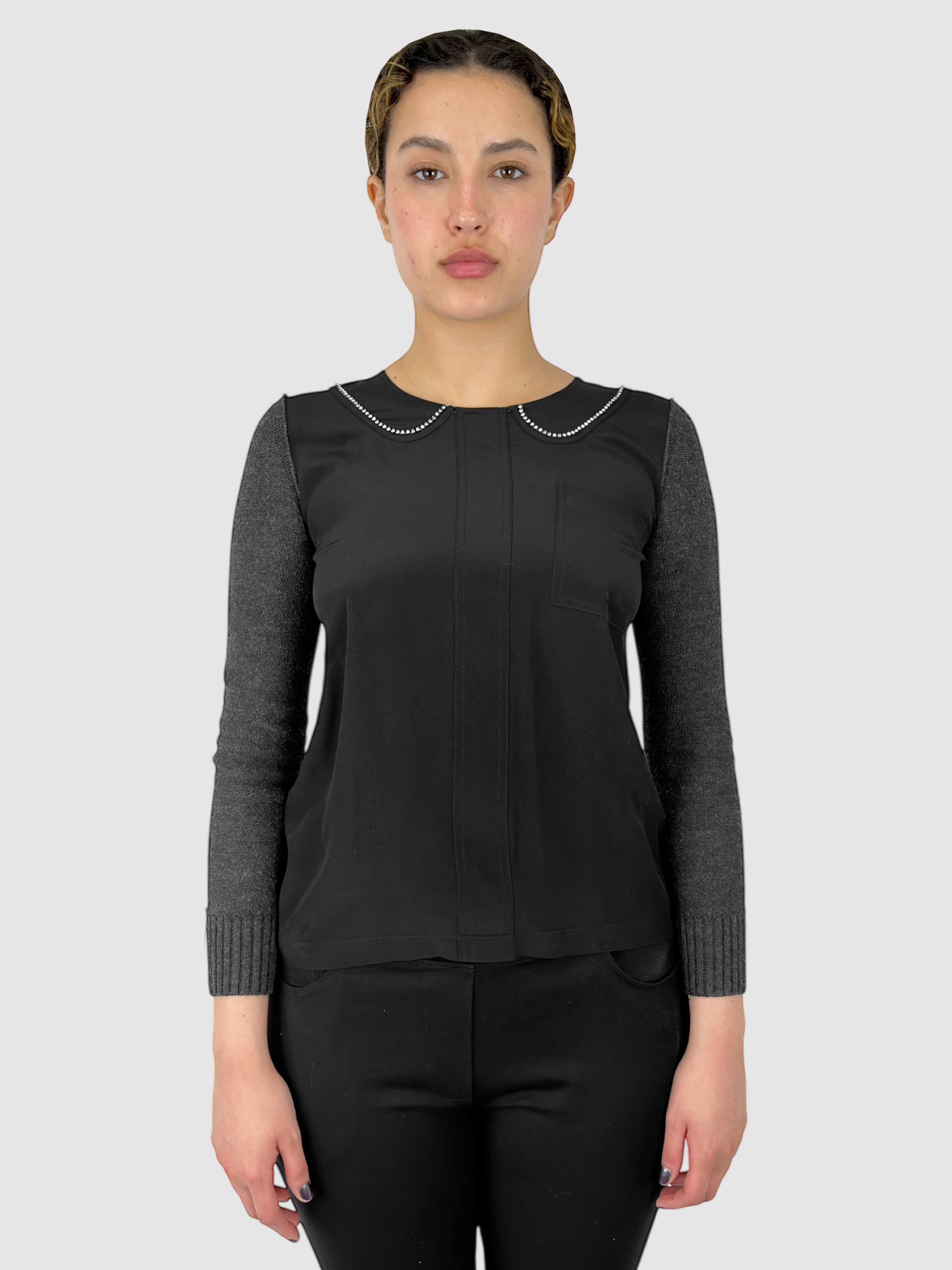 Rhinestone Collar Top