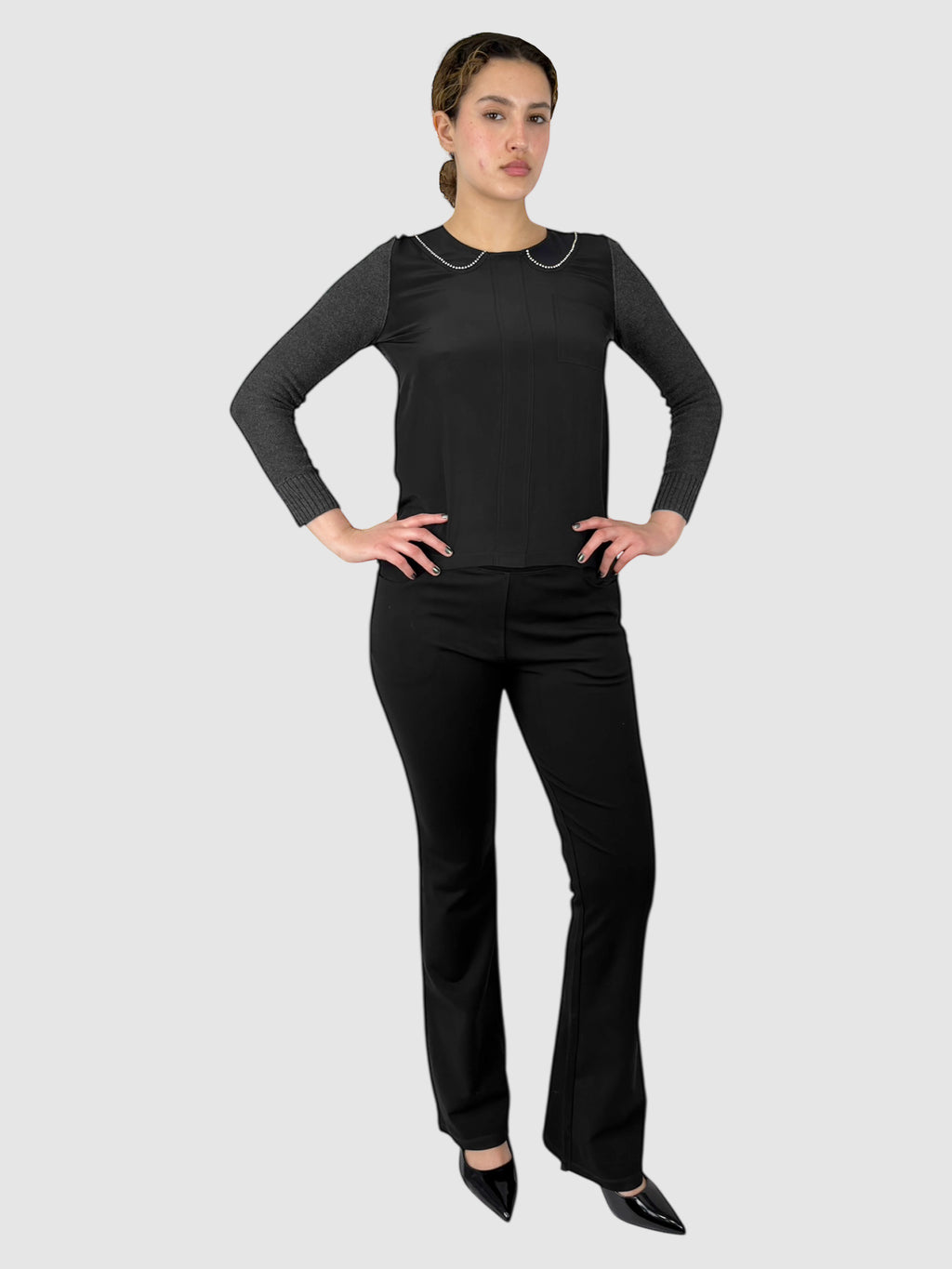 Rhinestone Collar Top