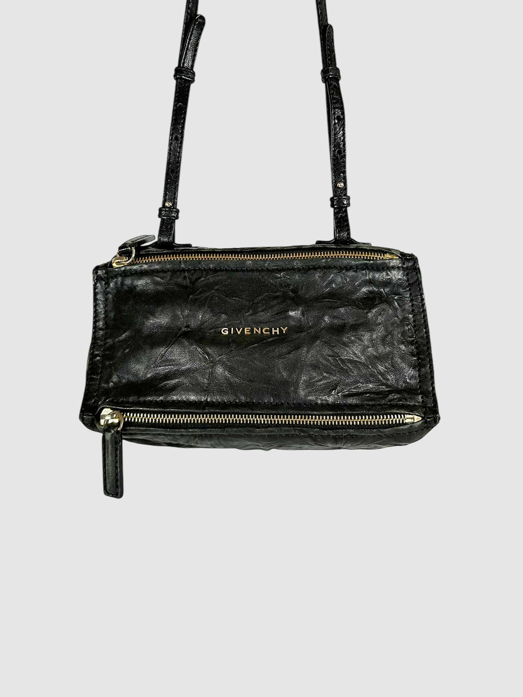 Givenchy Black Tumbled Leather Mini Pandora Bag Luxury Designer Resale Consignment Toronto Crossbody Shoulder