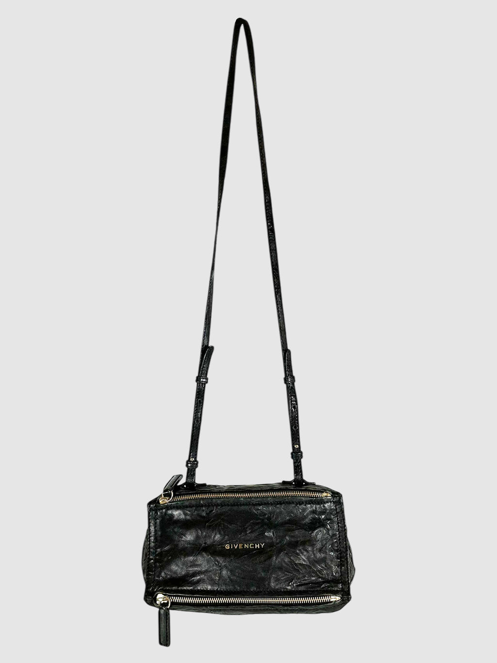 Givenchy Black Tumbled Leather Mini Pandora Bag Luxury Designer Resale Consignment Toronto Crossbody Shoulder