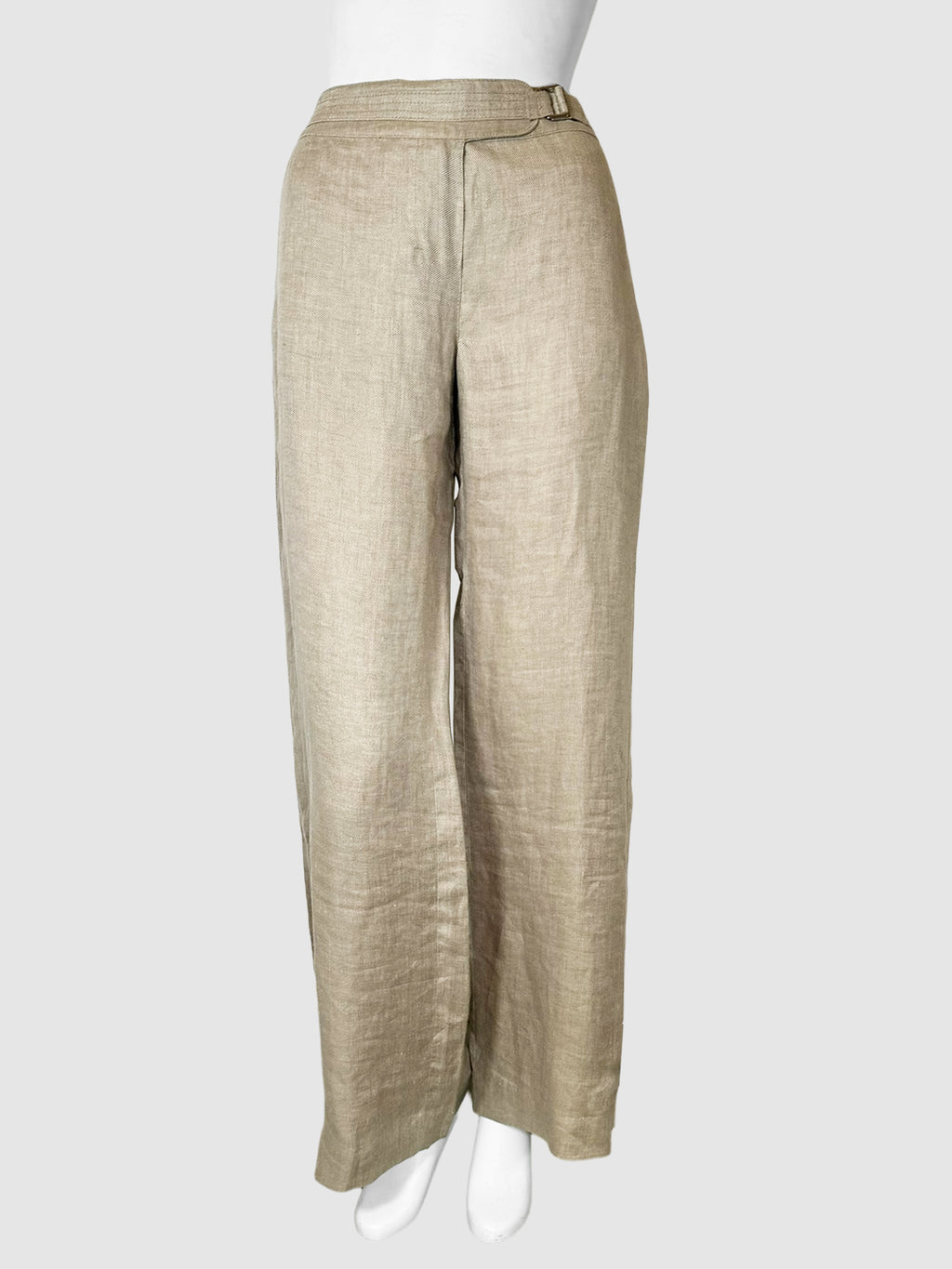 'S Max Mara Beige High-Waisted Straight Cut Linen Pants Size 12 Consignment Secondhand Designer Luxury Resale Toronto Trendy