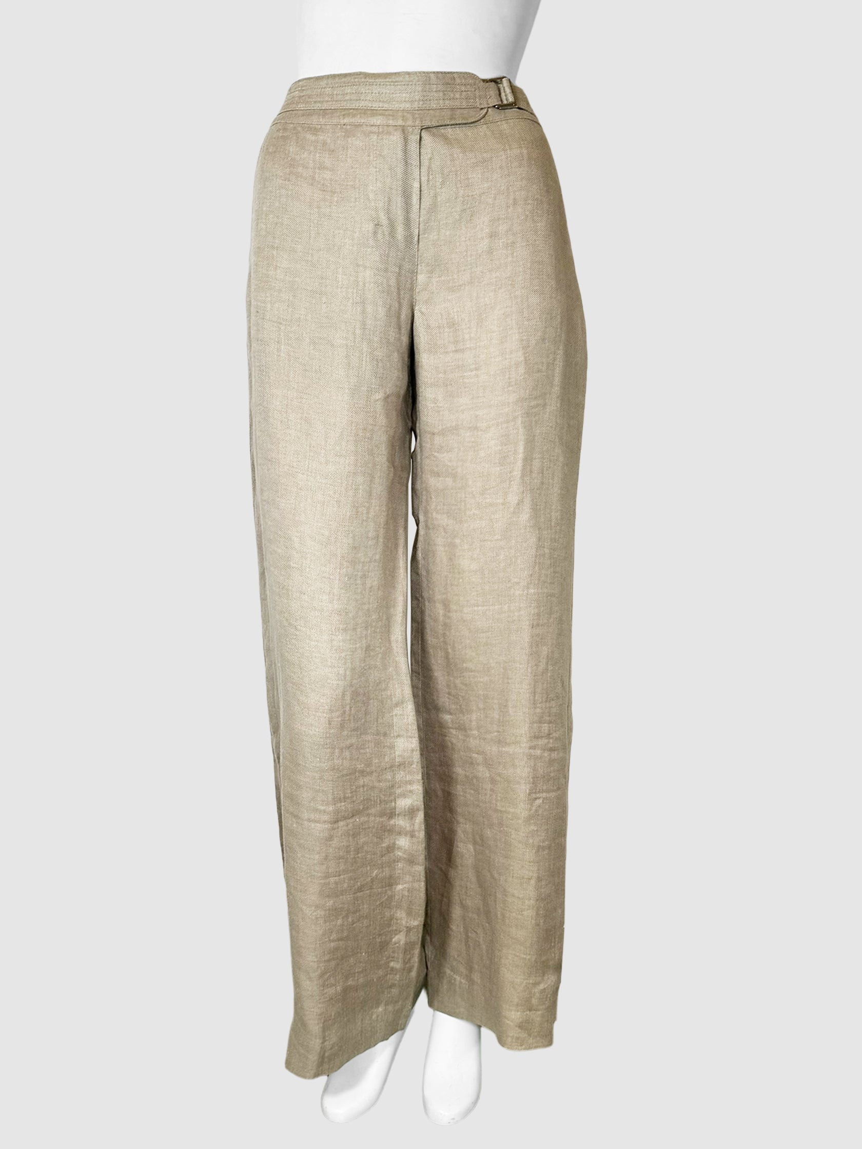 'S Max Mara Beige High-Waisted Straight Cut Linen Pants Size 12 Consignment Secondhand Designer Luxury Resale Toronto Trendy