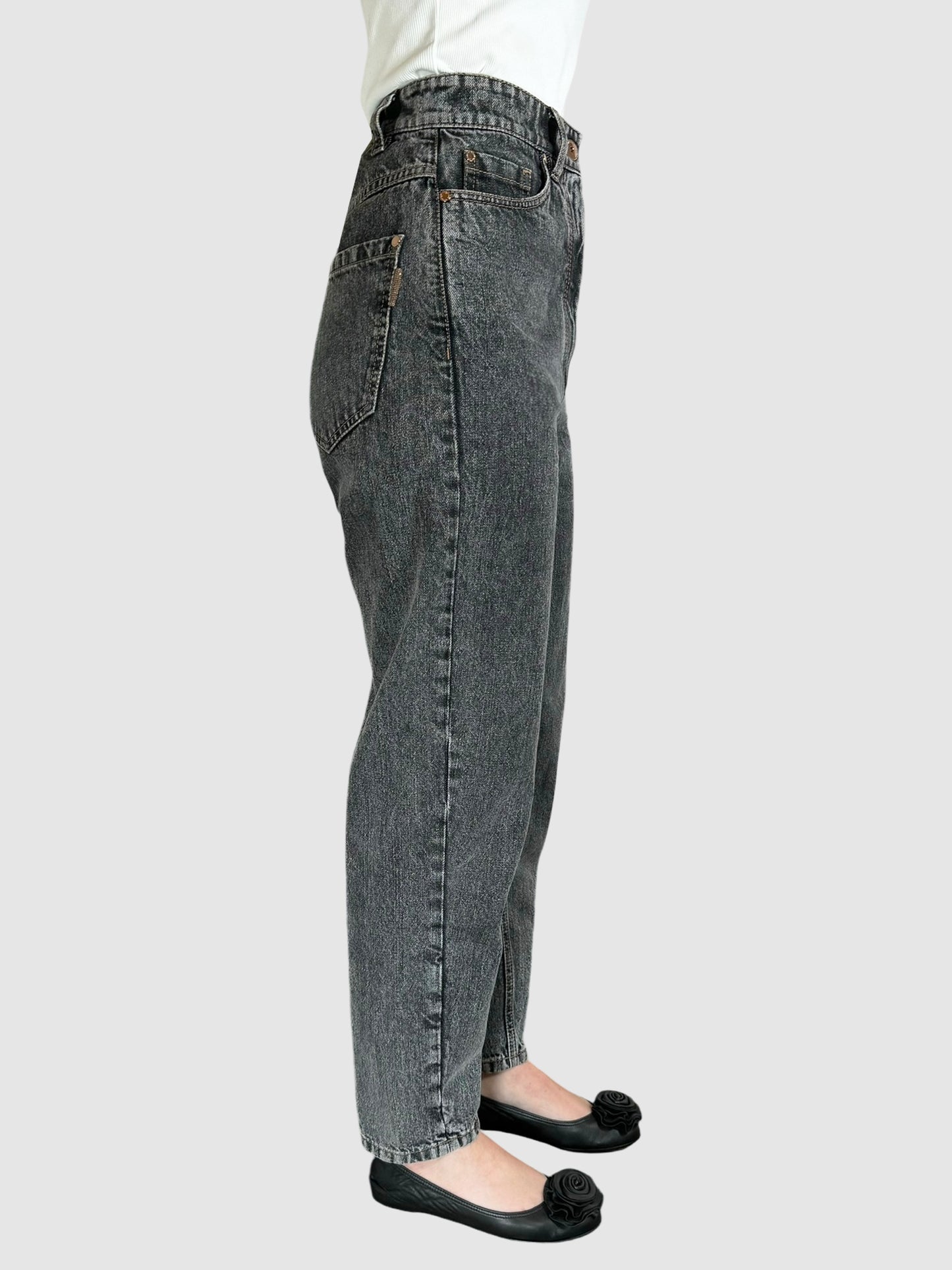 Faded Stonewash Tapered Jeans - Size 2