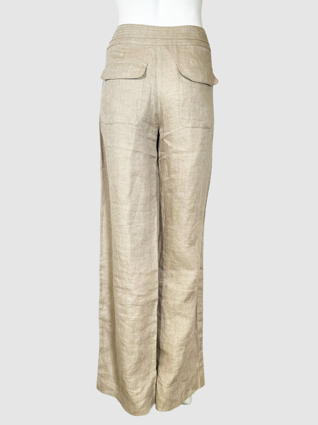 'S Max Mara Beige High-Waisted Straight Cut Linen Pants Size 12 Consignment Secondhand Designer Luxury Resale Toronto Trendy