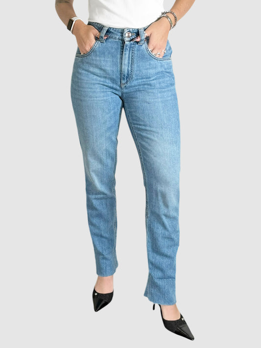 Mid Rise Raw Hem Jeans - Size 2