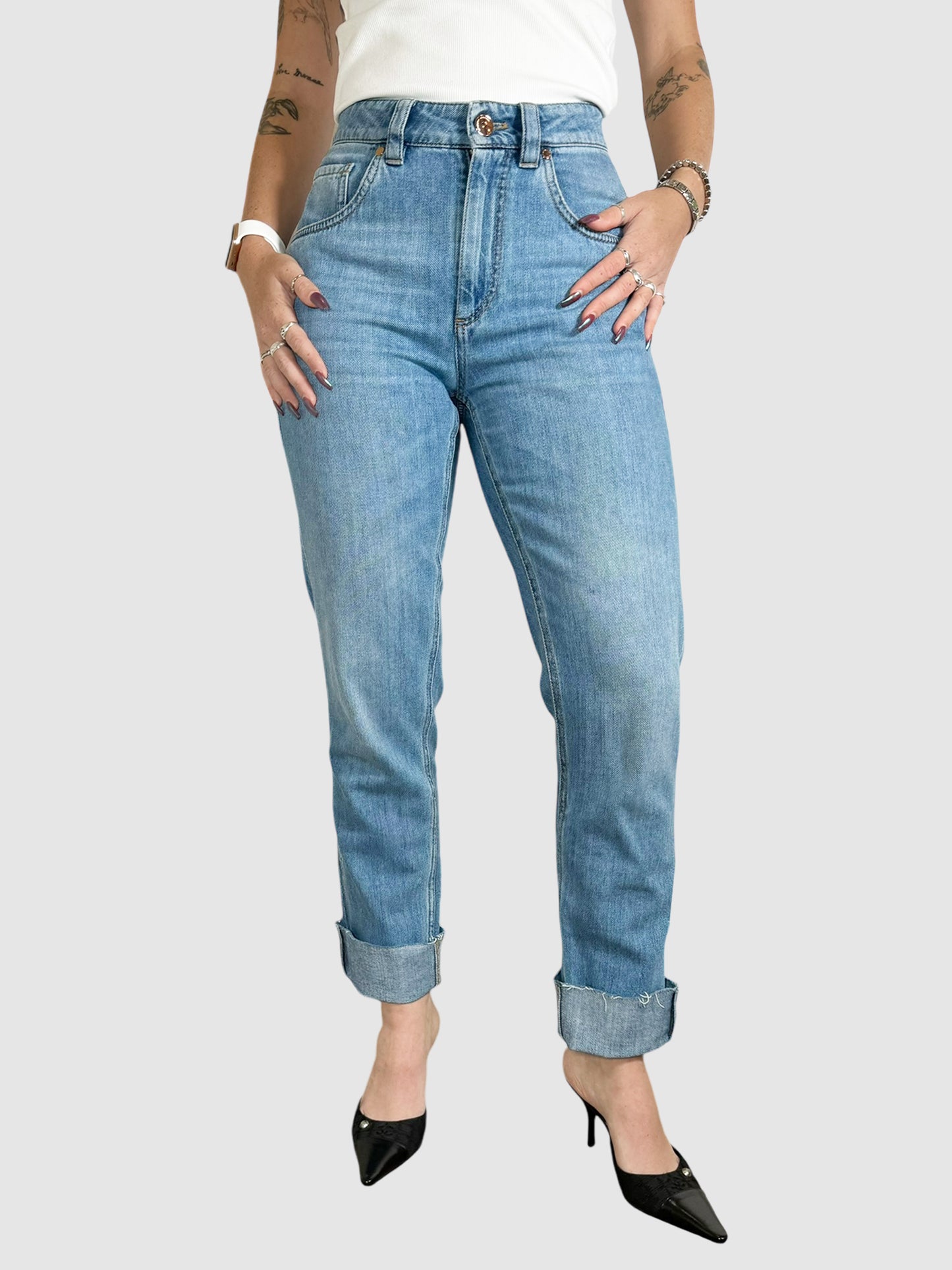 Mid Rise Raw Hem Jeans - Size 2