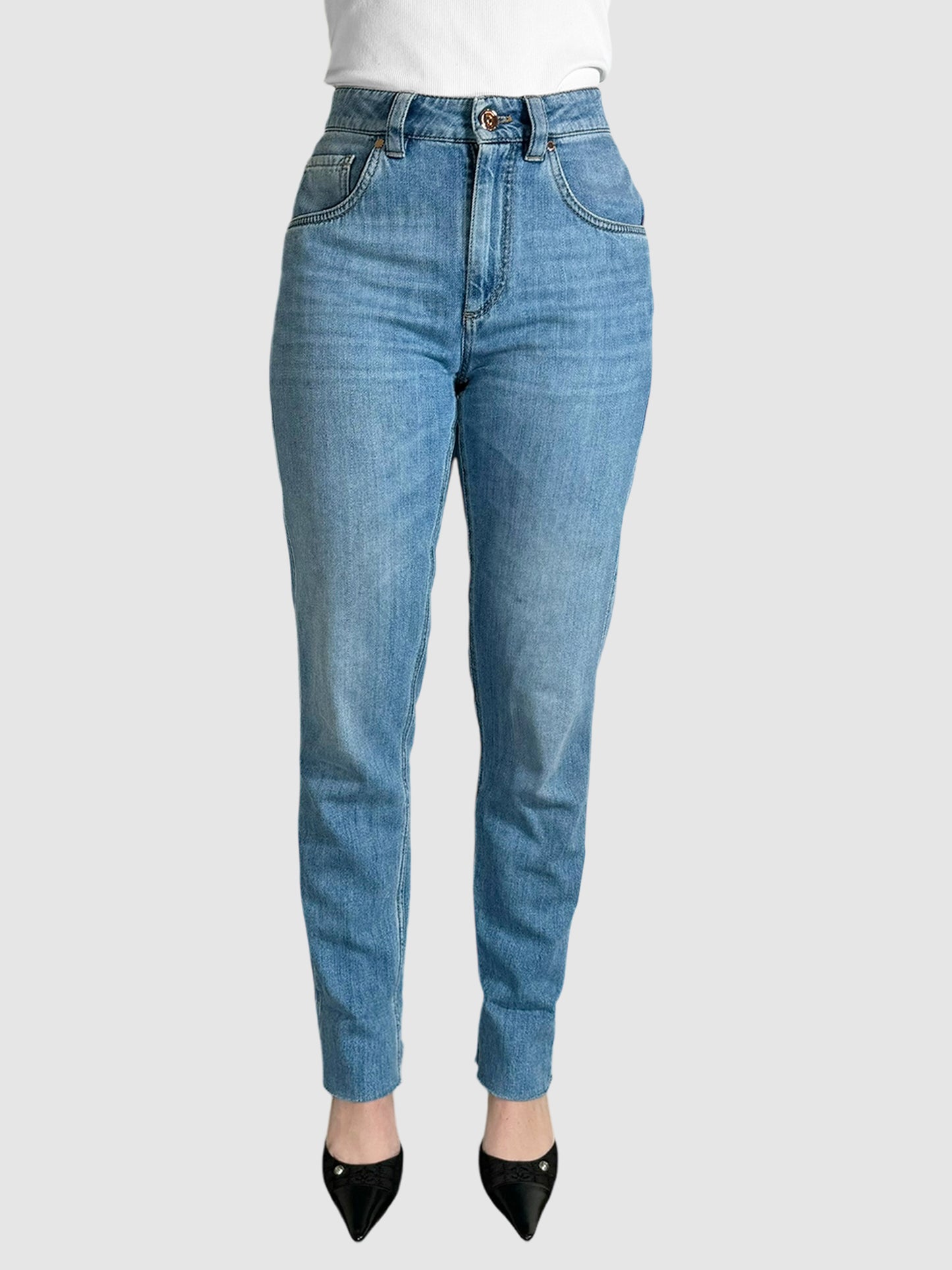 Mid Rise Raw Hem Jeans - Size 2