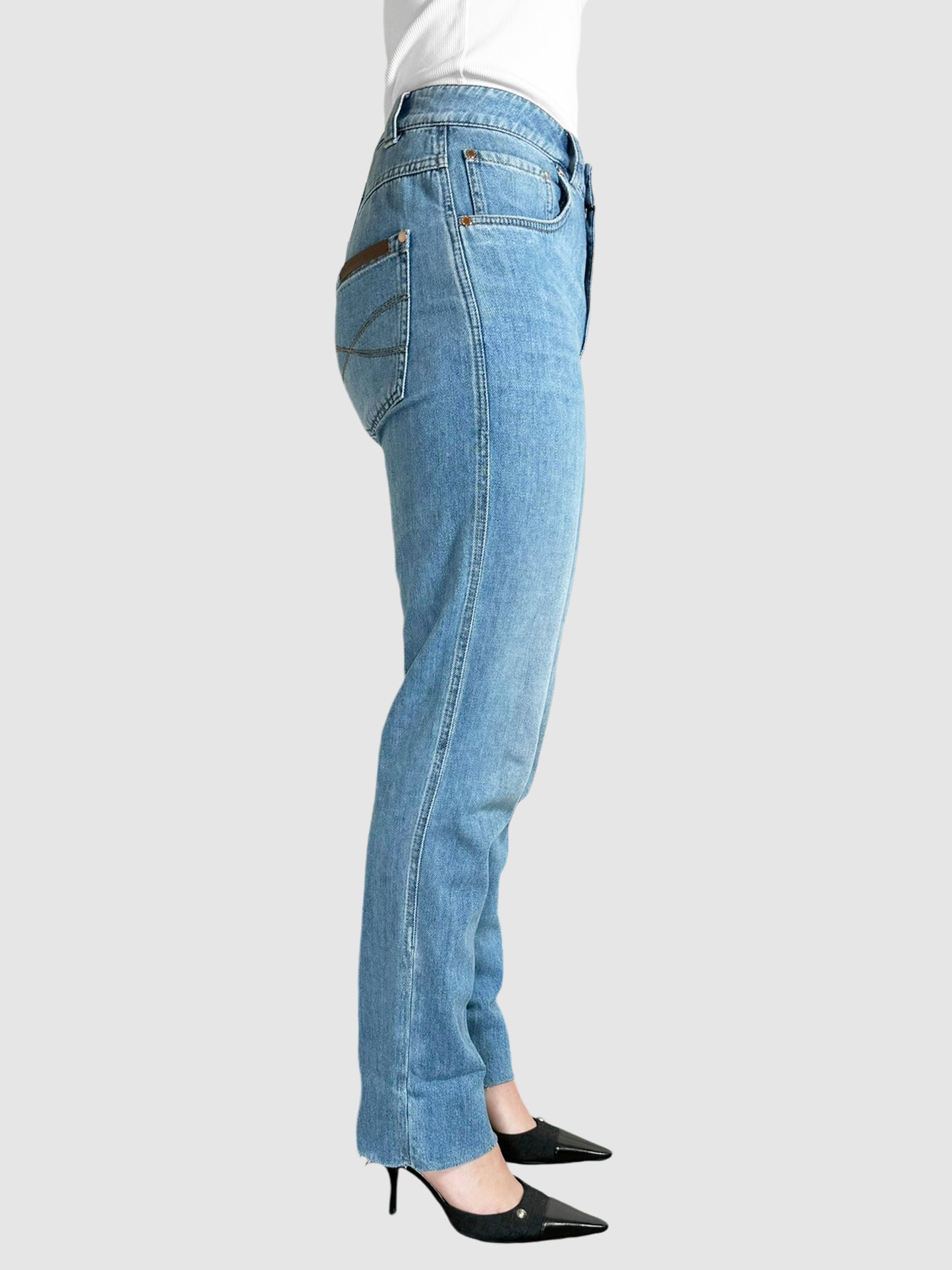 Mid Rise Raw Hem Jeans - Size 2