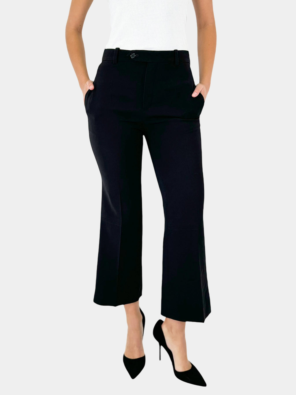 Cropped Wide Leg Trousers - Size 38