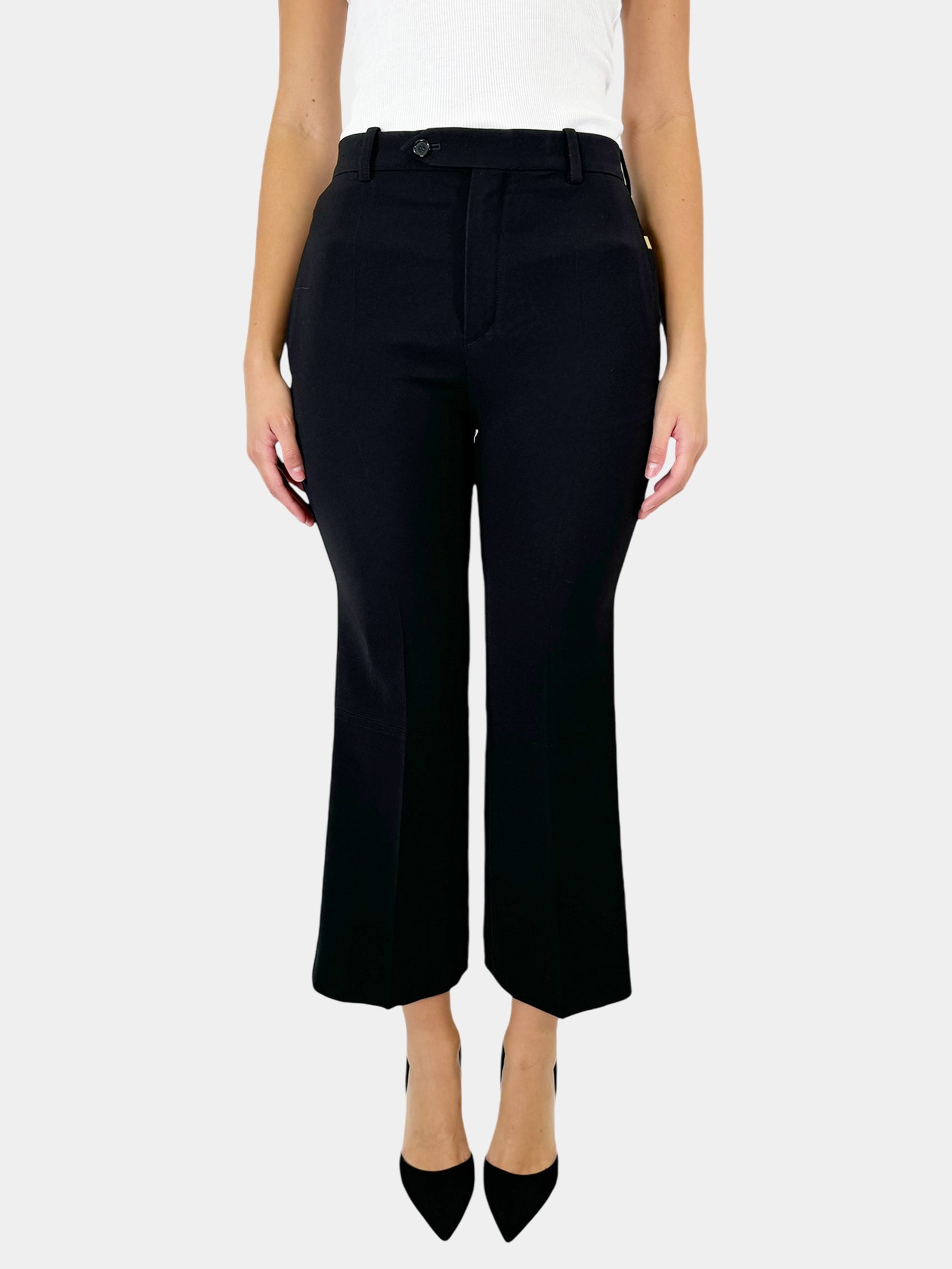 Cropped Wide Leg Trousers - Size 38