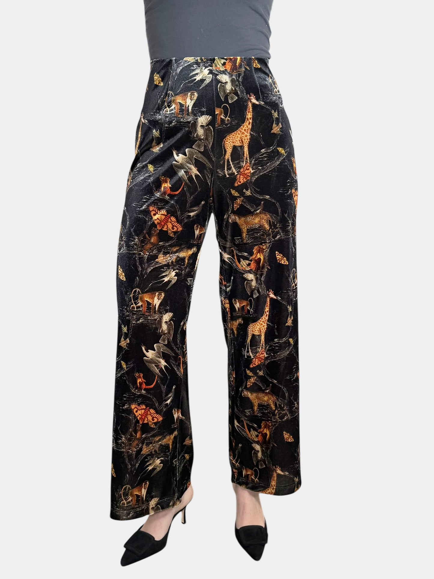 Animal Print Velour Pants - Size 40